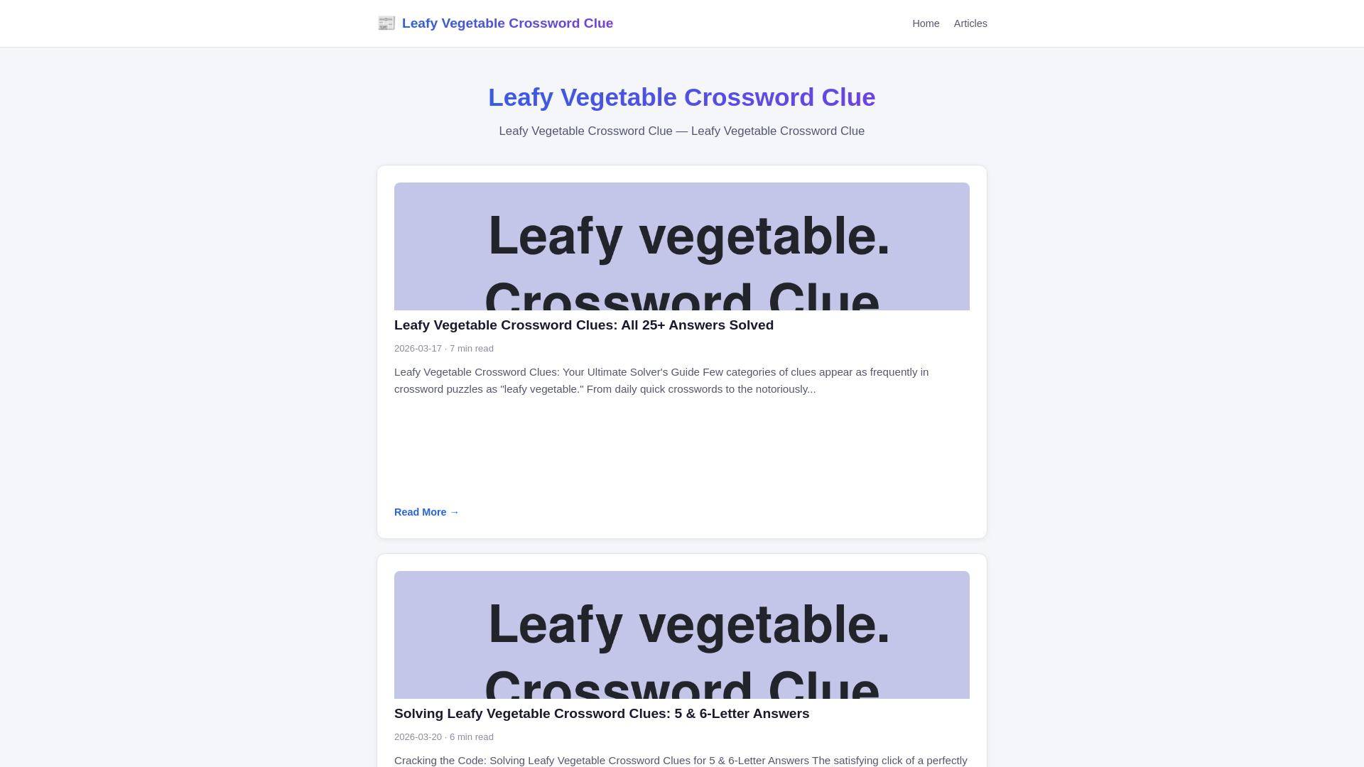 website screenshot of https://leafy-vegetable-crossword-clue.pages.dev/