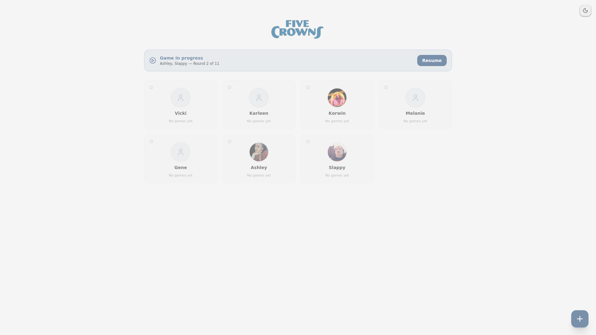 website screenshot of https://5crowns.app/
