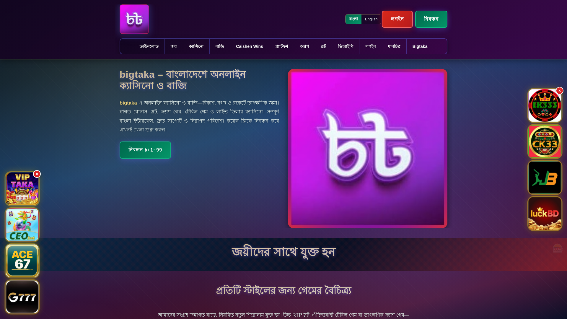 website screenshot of https://bigtakaek.com/