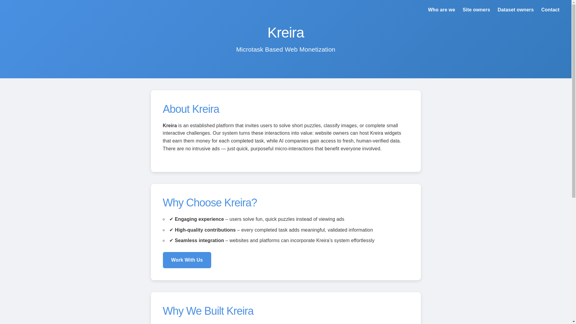 website screenshot of https://kreira-site.pages.dev/
