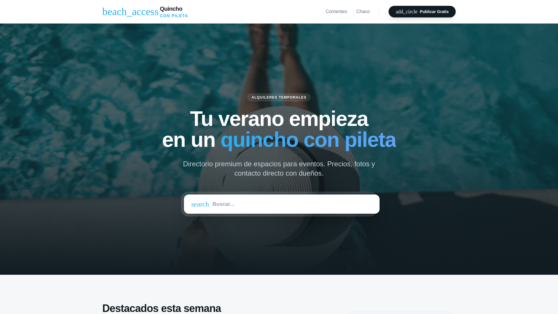 website screenshot of https://quinchoconpileta.com.ar
