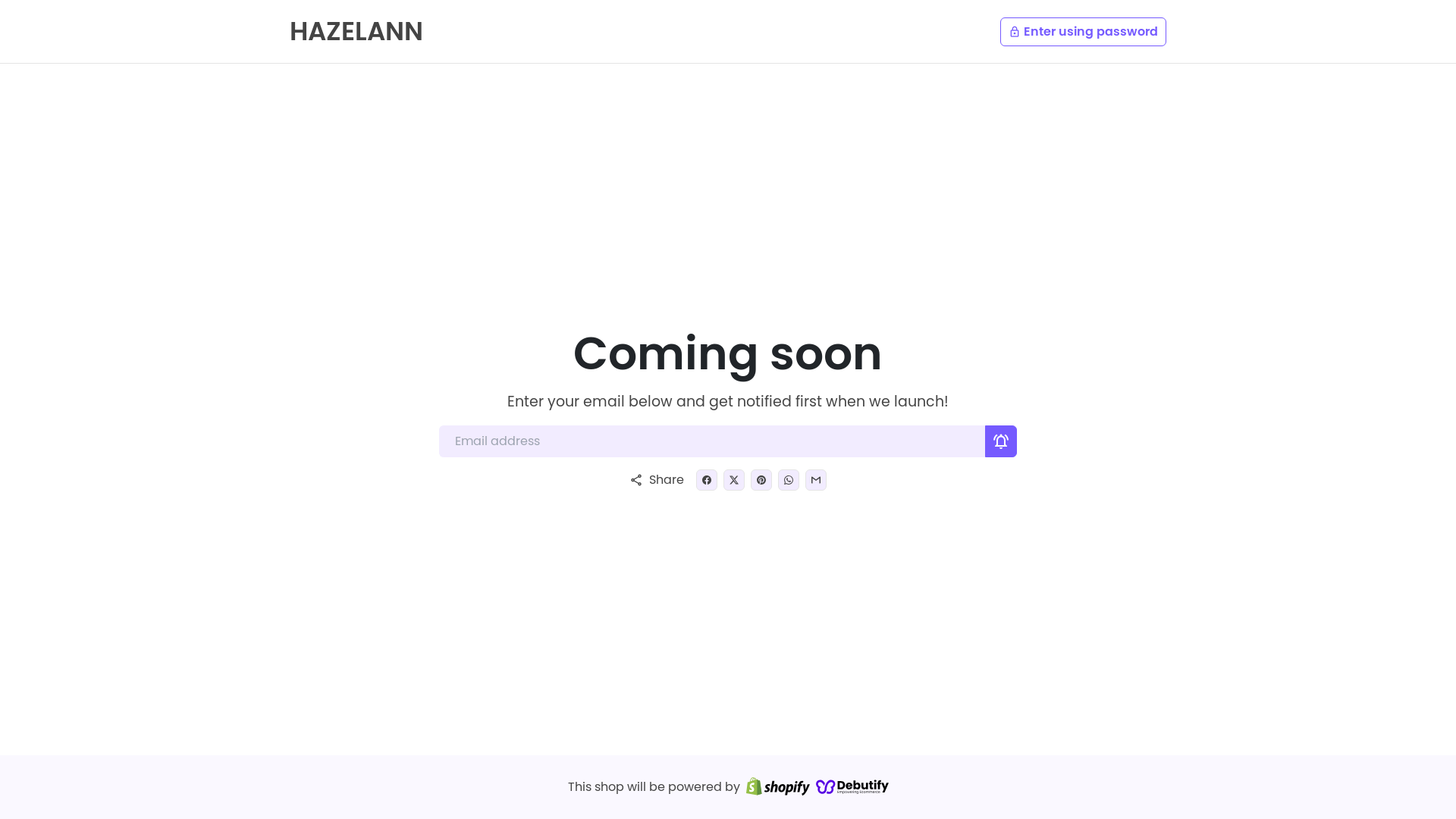 website screenshot of https://hazelann.shop/