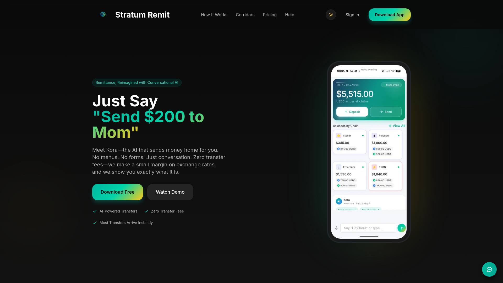 website screenshot of https://stratumremit.com/