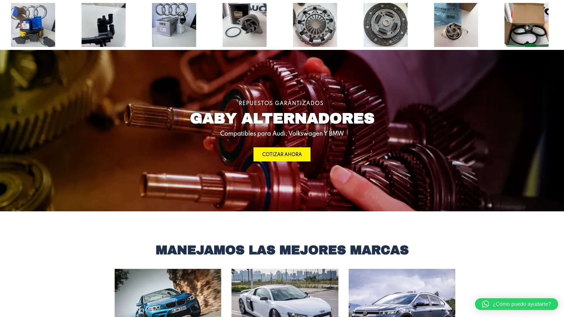 website screenshot of https://gabyalternadores.com/