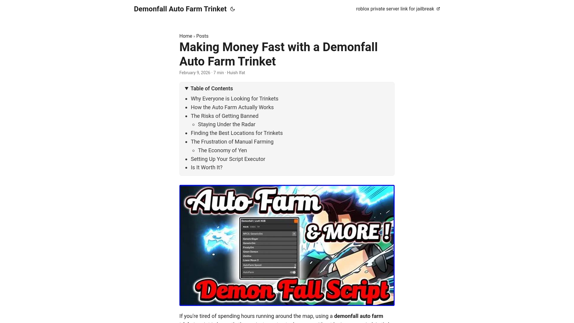 website screenshot of https://demonfall-auto-farm-trinket.pages.dev/