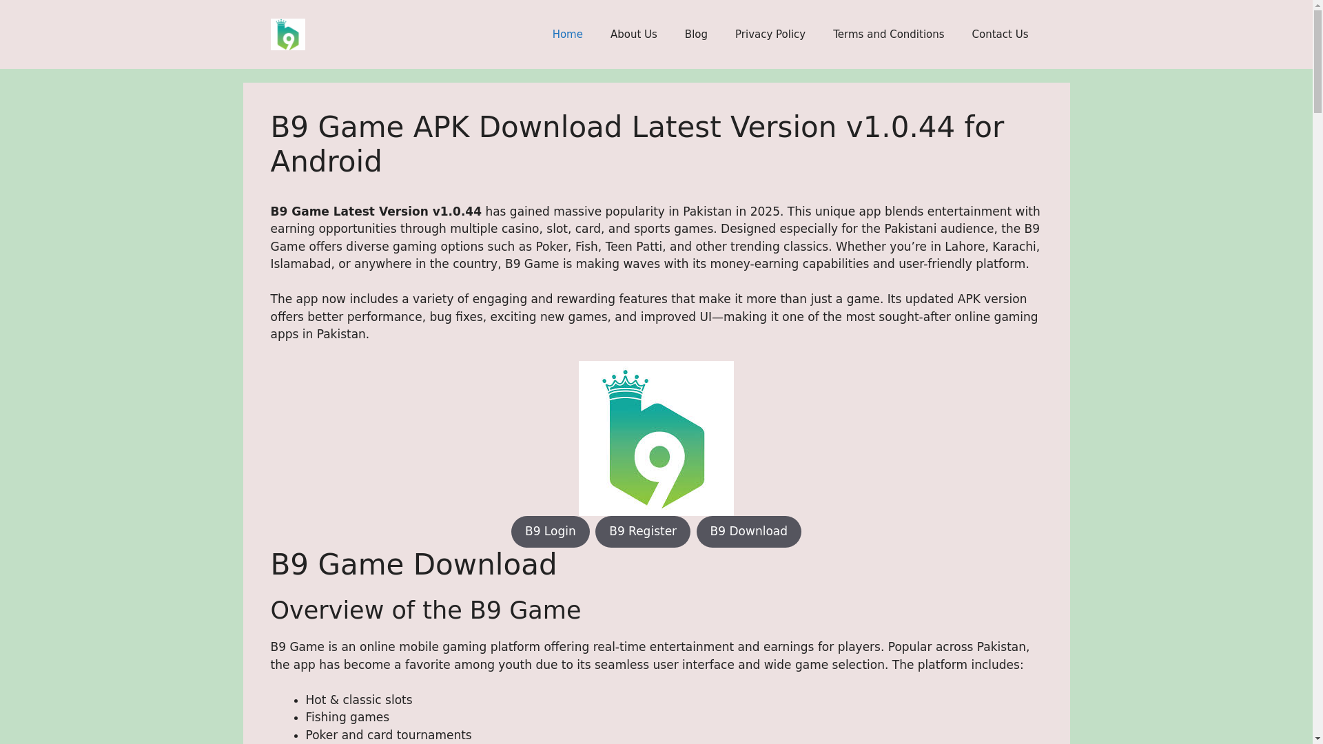 website screenshot of https://b9gamepk.info/