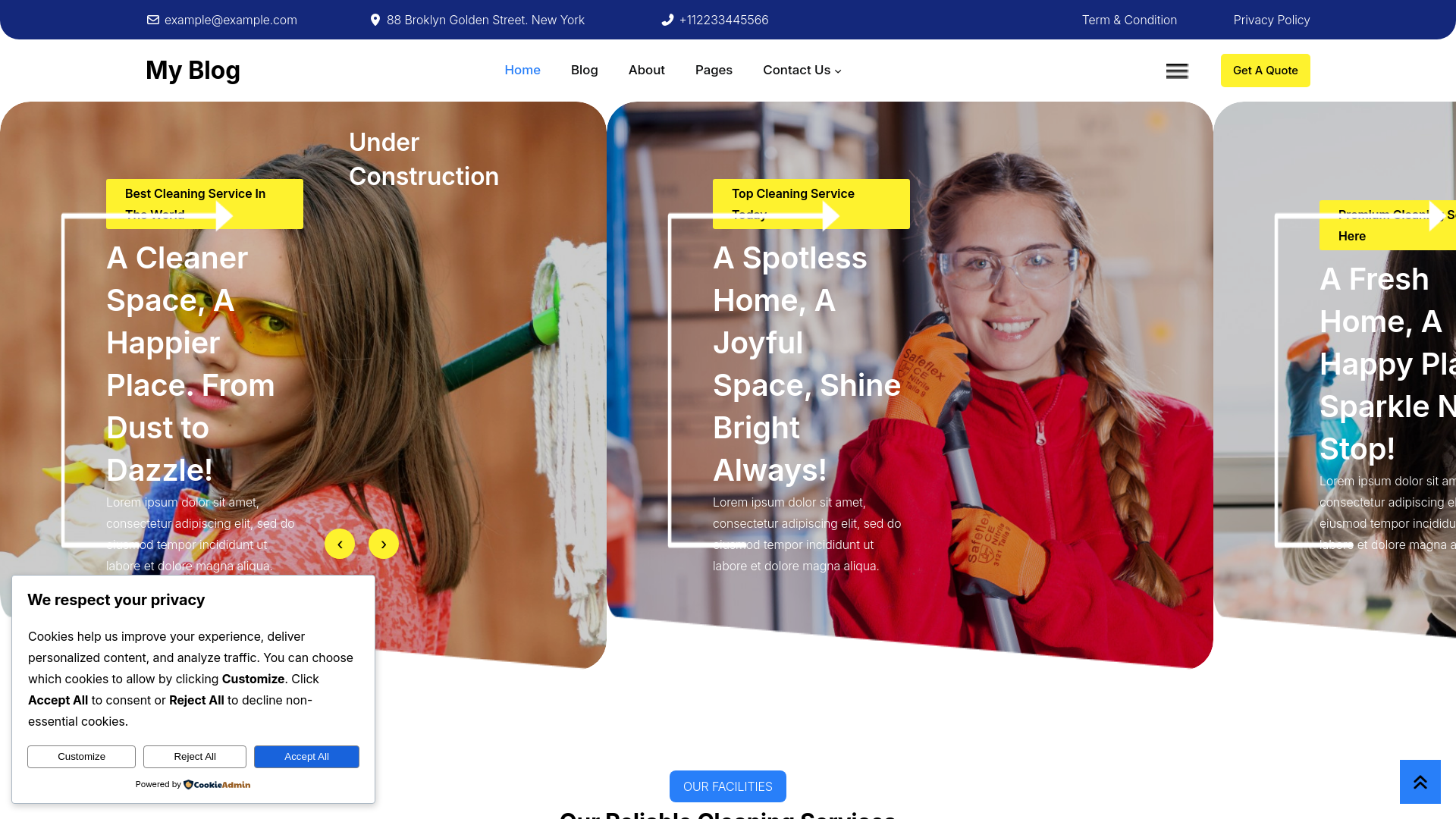 website screenshot of https://goldieservices.ca
