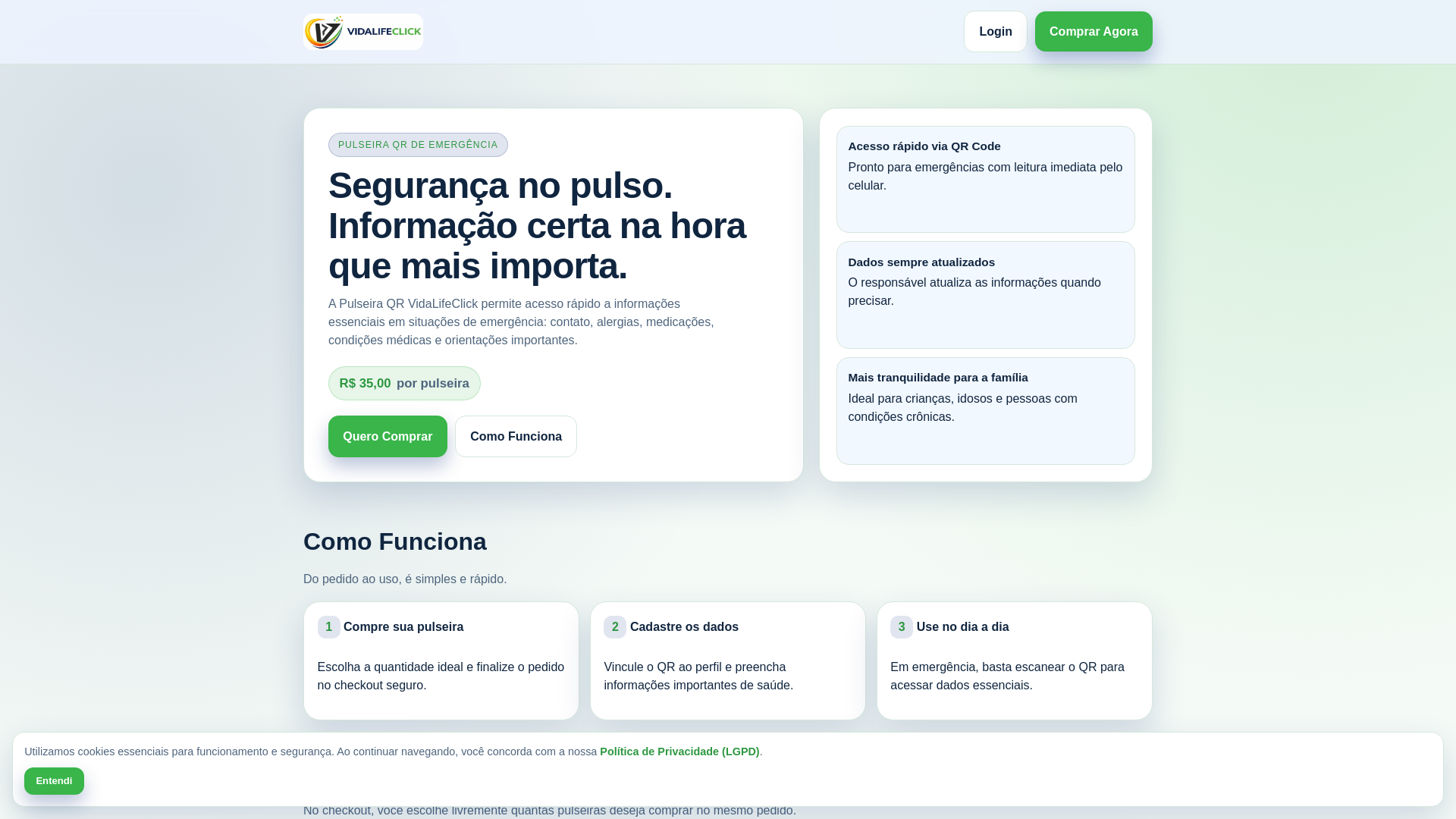 website screenshot of https://vidalifeclick.com.br/