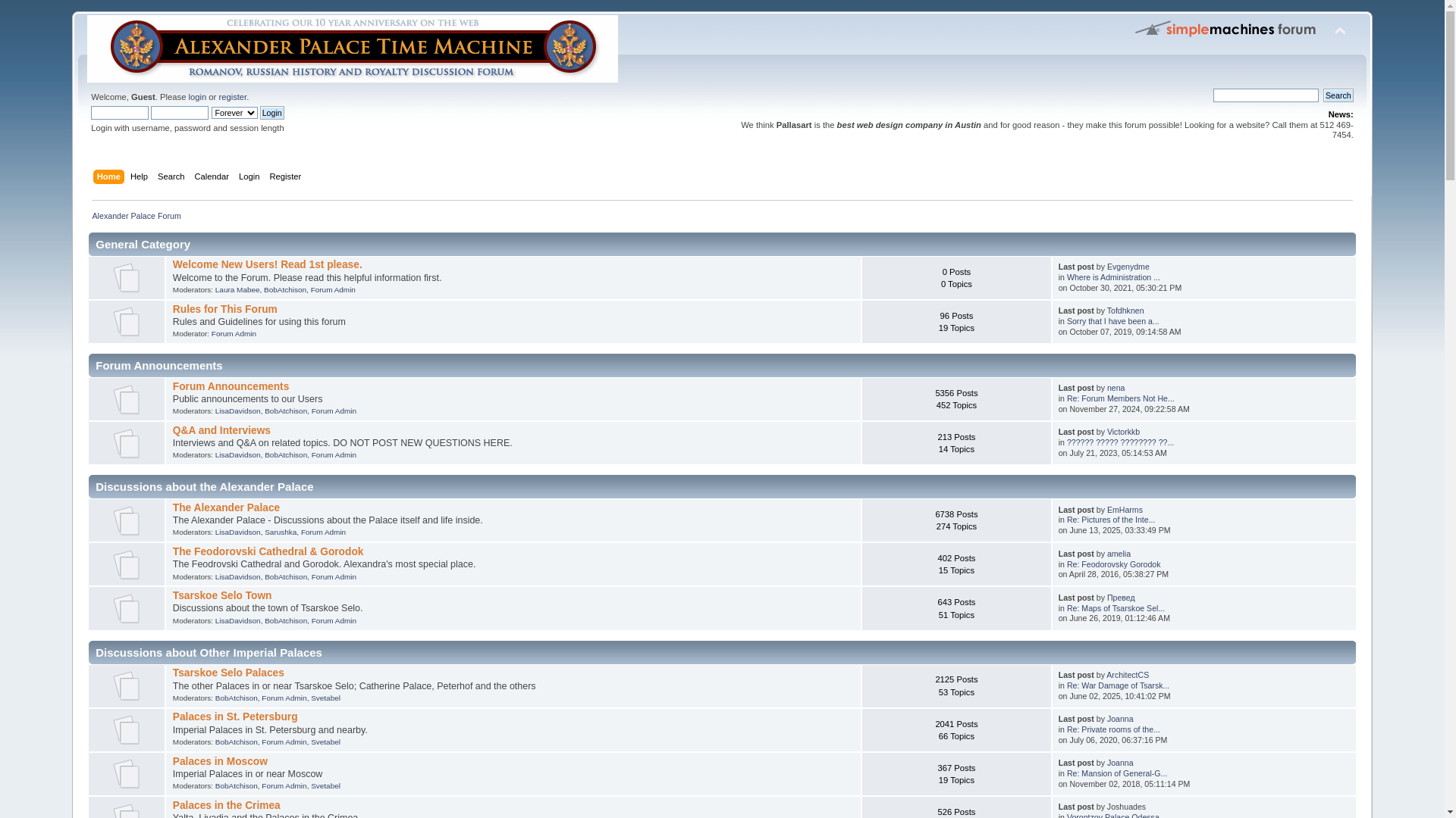website screenshot of https://forum.alexanderpalace.org/index.php