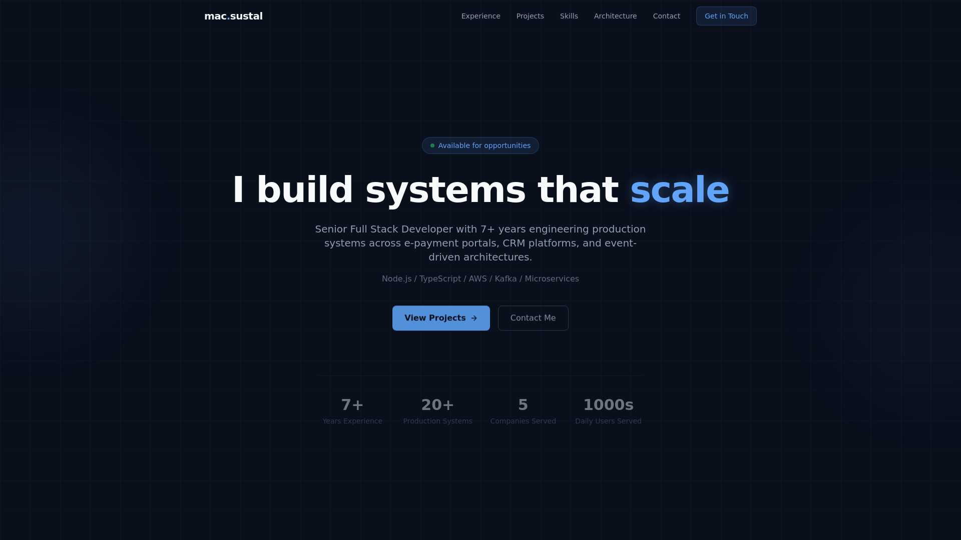 website screenshot of https://macsustal.dev