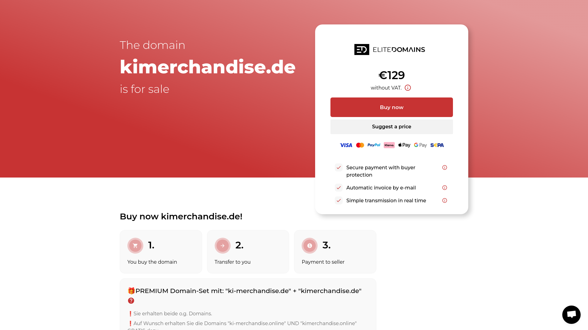 website screenshot of https://kimerchandise.de/