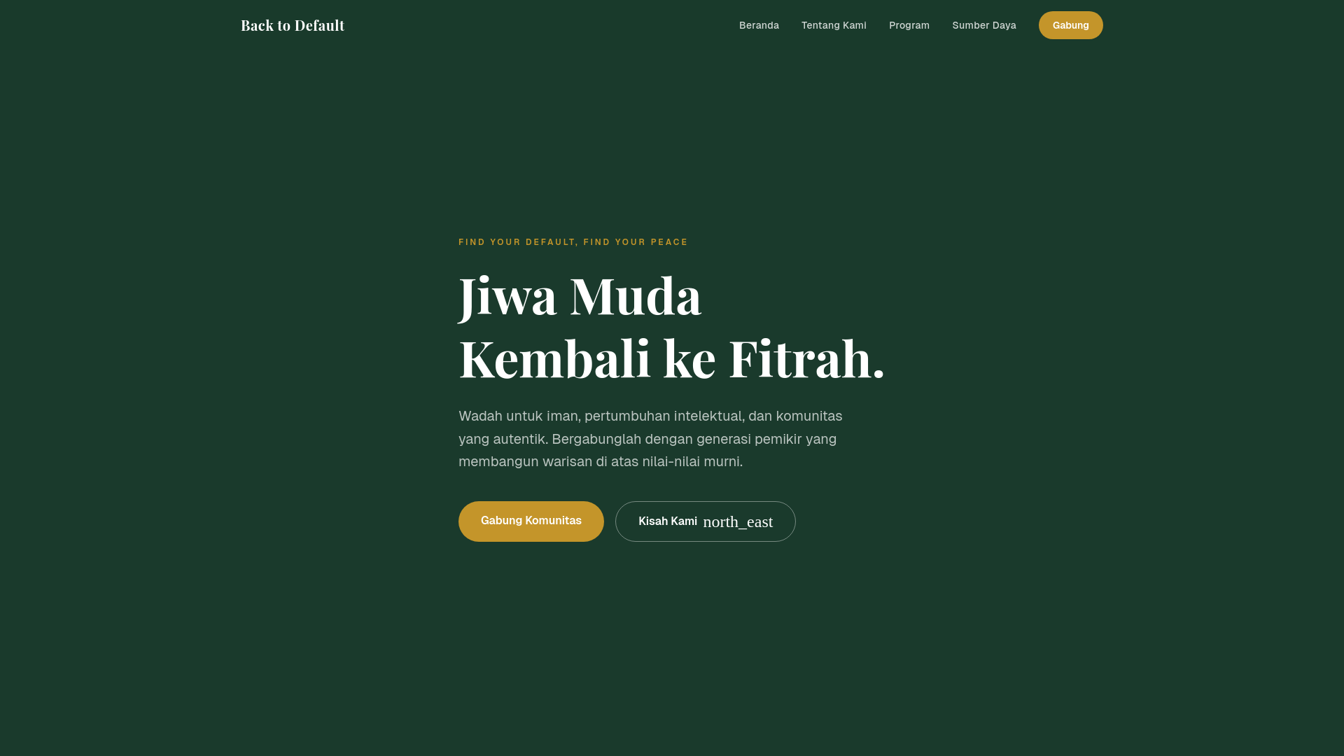 website screenshot of https://backtodefault.id/