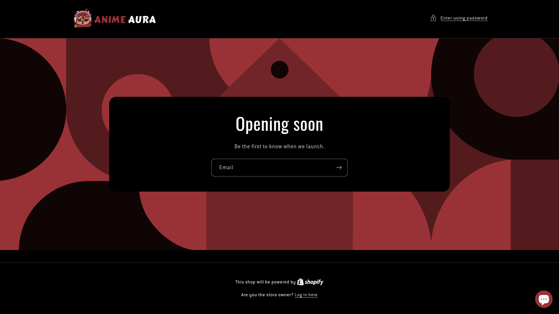website screenshot of https://animeaurashop.com/