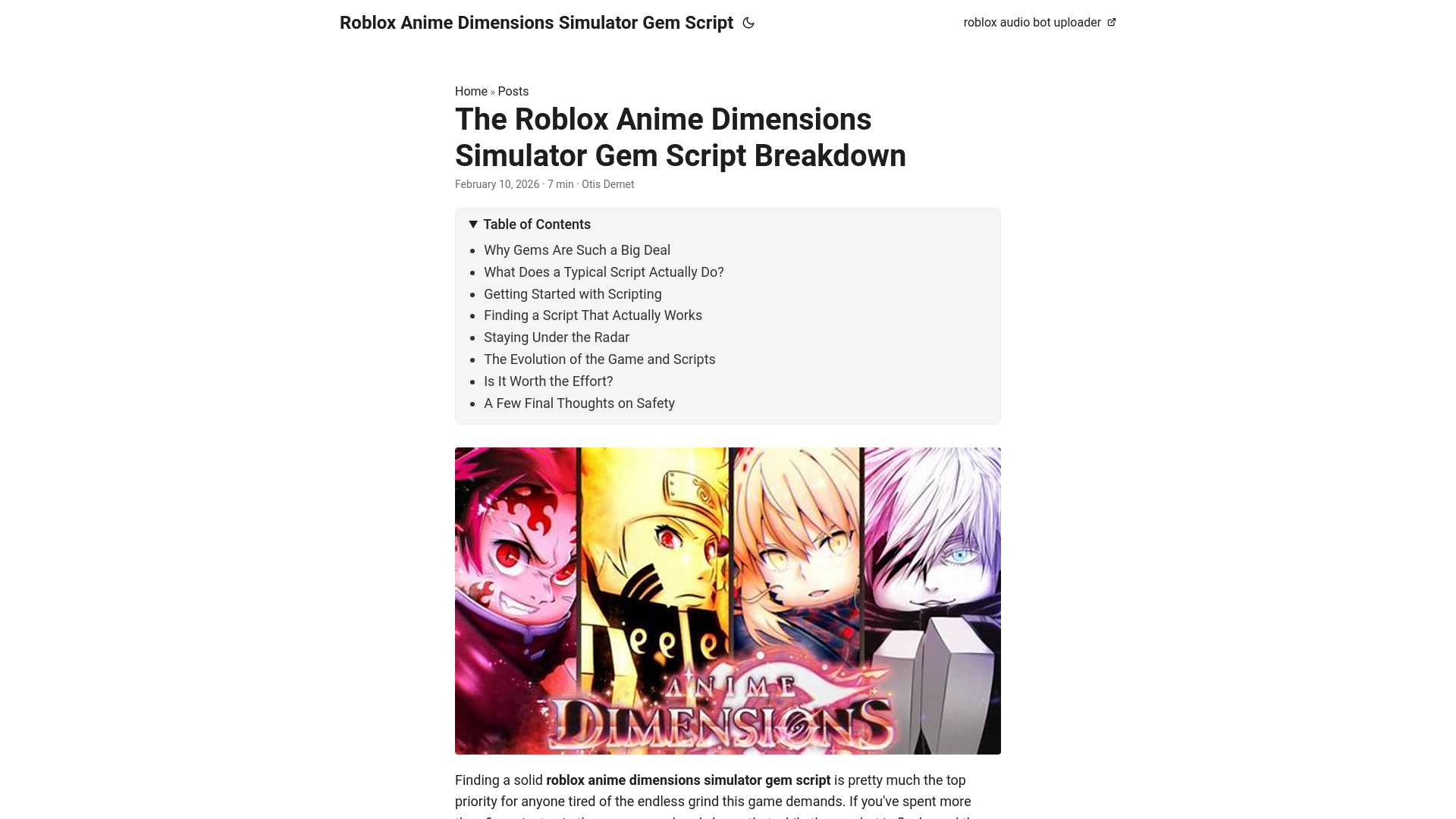 website screenshot of https://roblox-anime-dimensions-simulator-gem-script.pages.dev/
