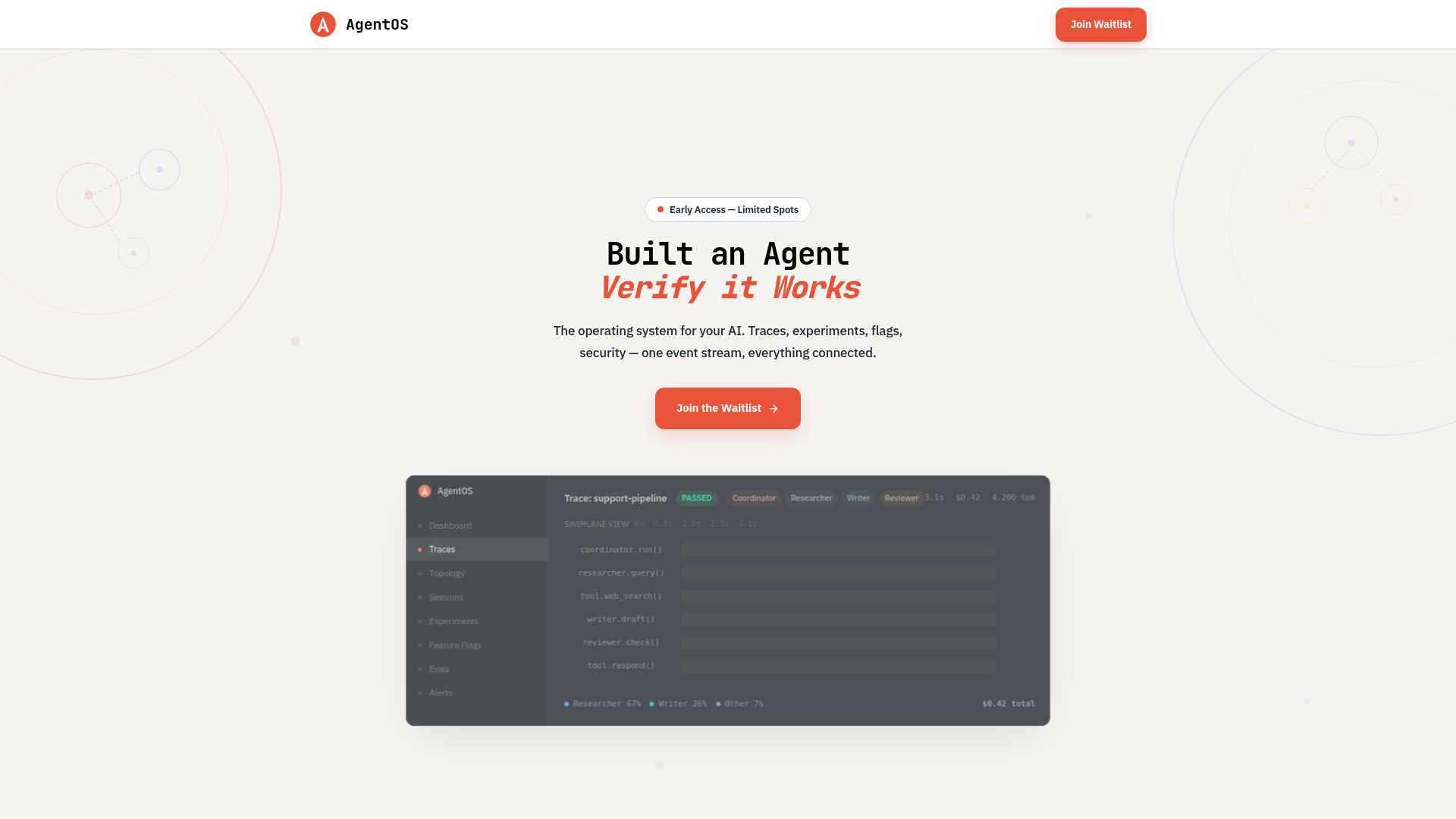 website screenshot of https://theagentos.space/