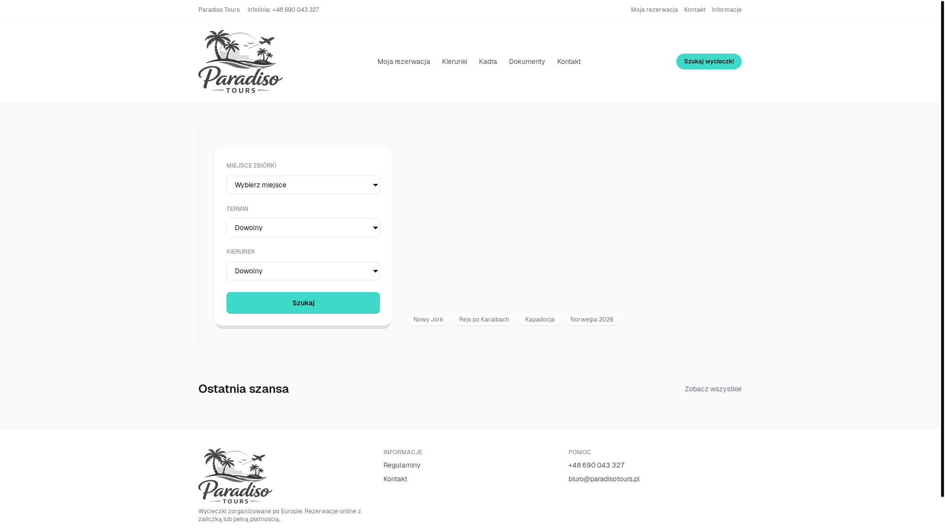 website screenshot of https://paradisotours.pl/