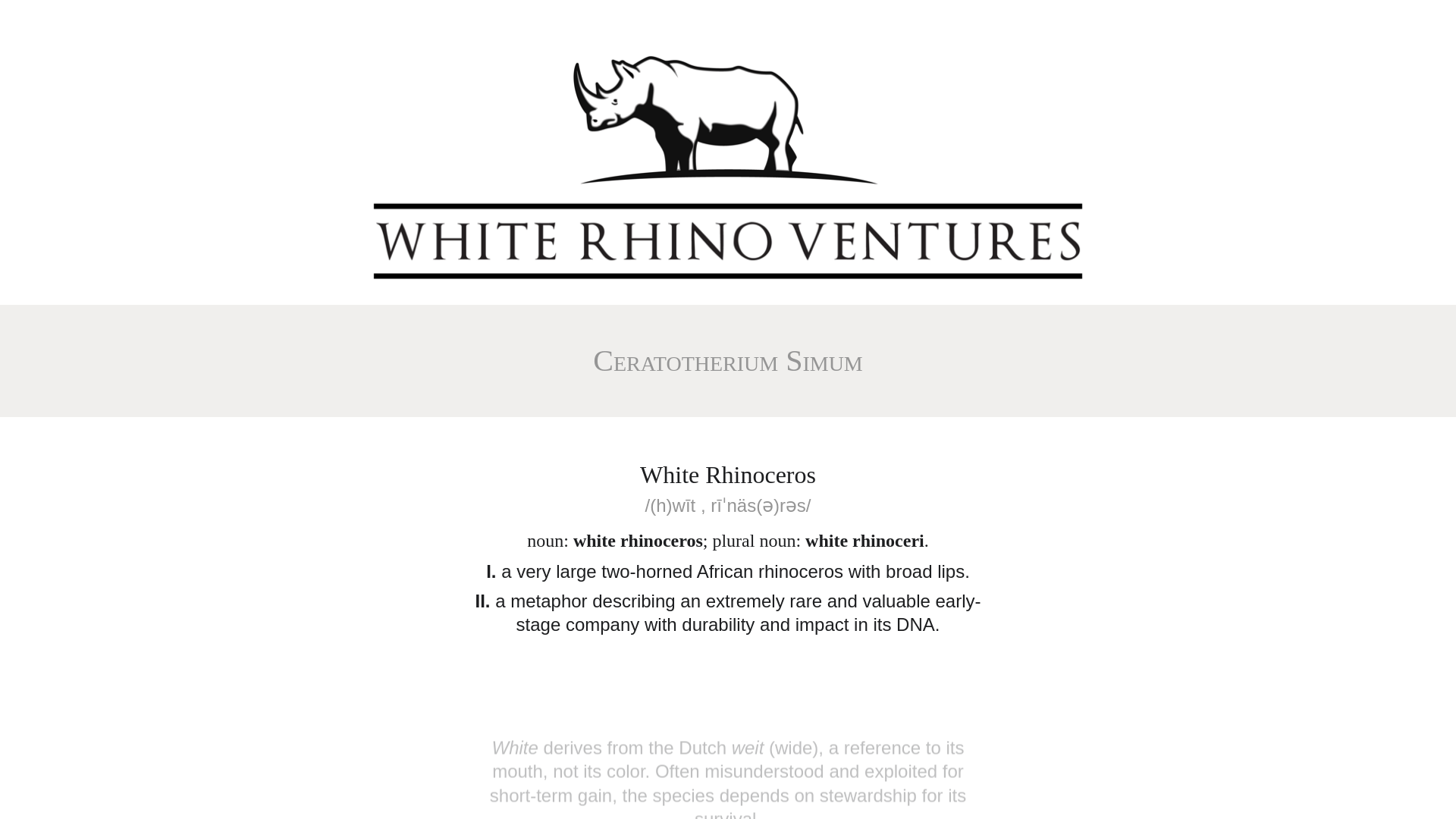 website screenshot of https://whiterhino-ventures.pages.dev/