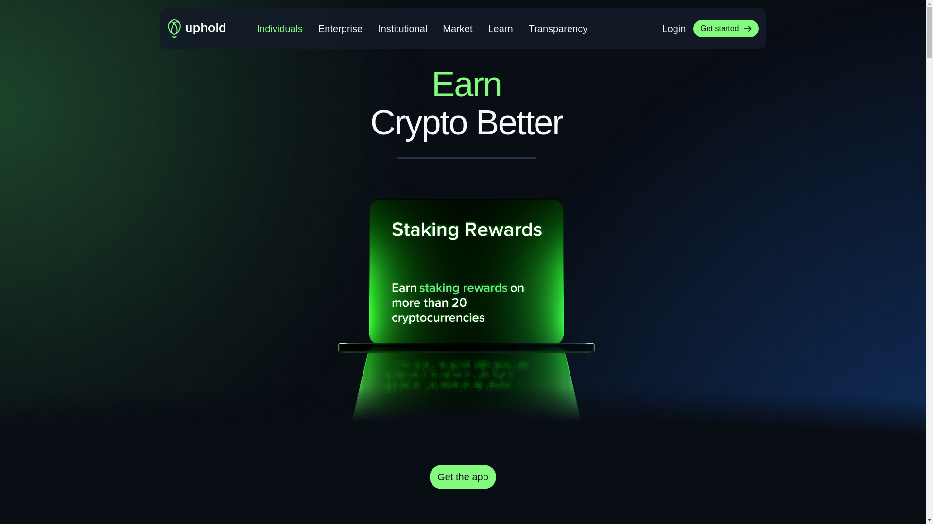 website screenshot of https://uphold.com