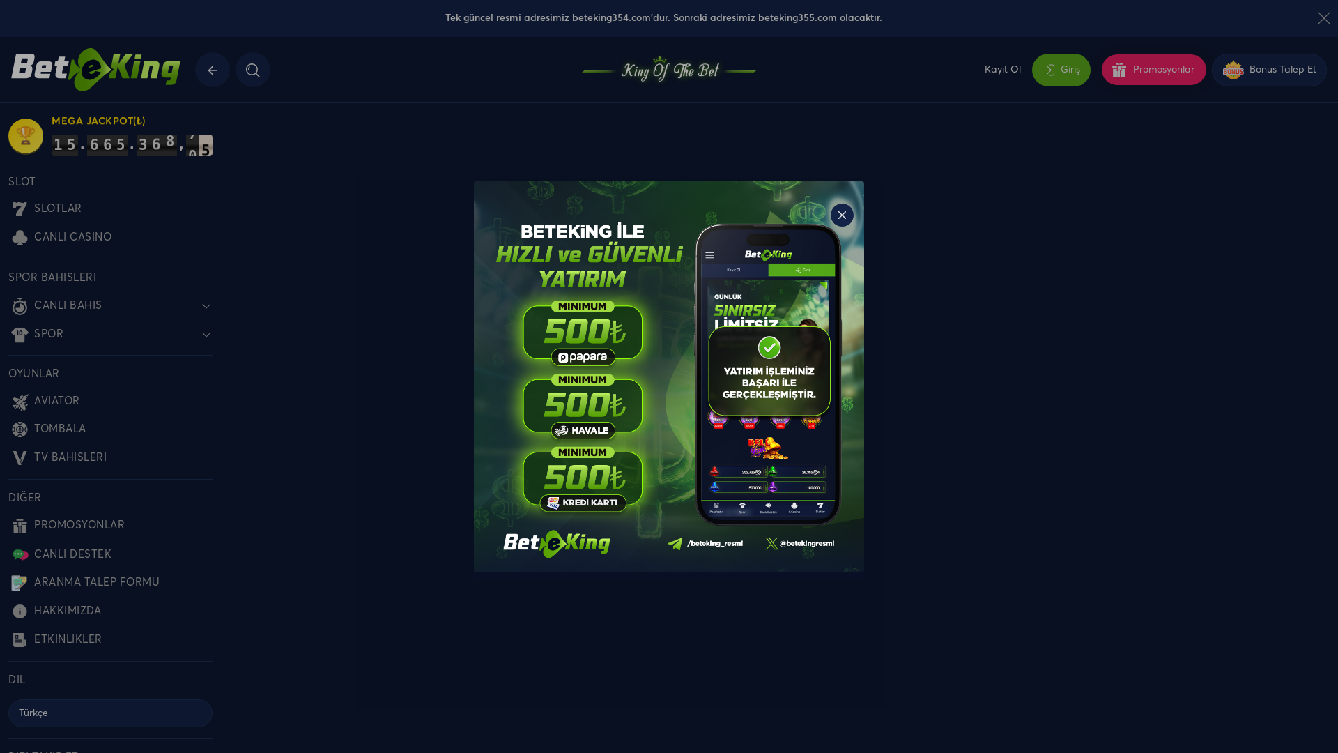 website screenshot of https://beteking354.com/