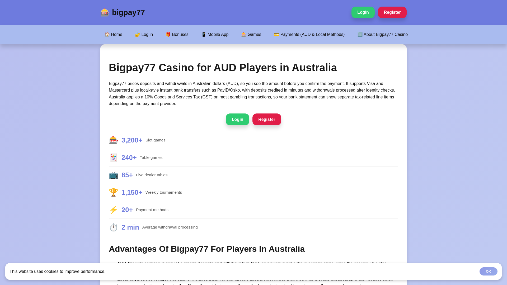 website screenshot of https://bigpay77.co.com/