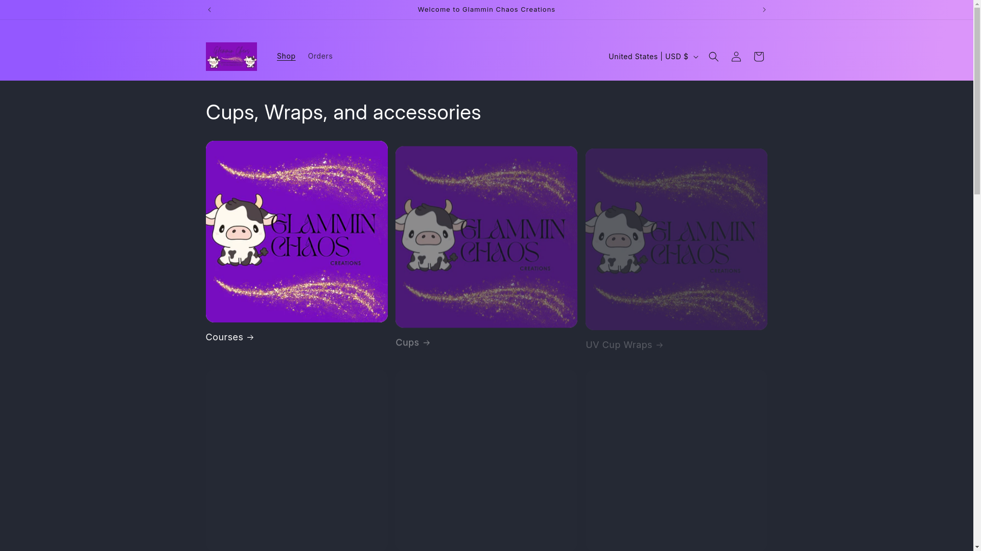 website screenshot of https://glamminchaoscreations.com/