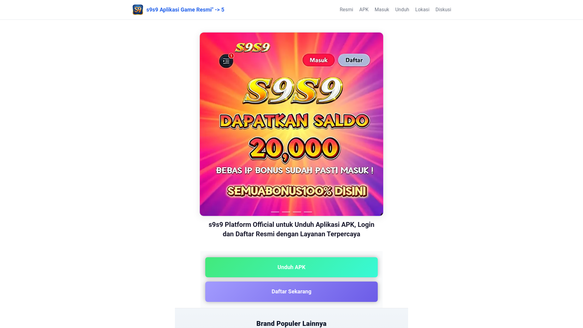 website screenshot of https://s9s9aplikasi.com/