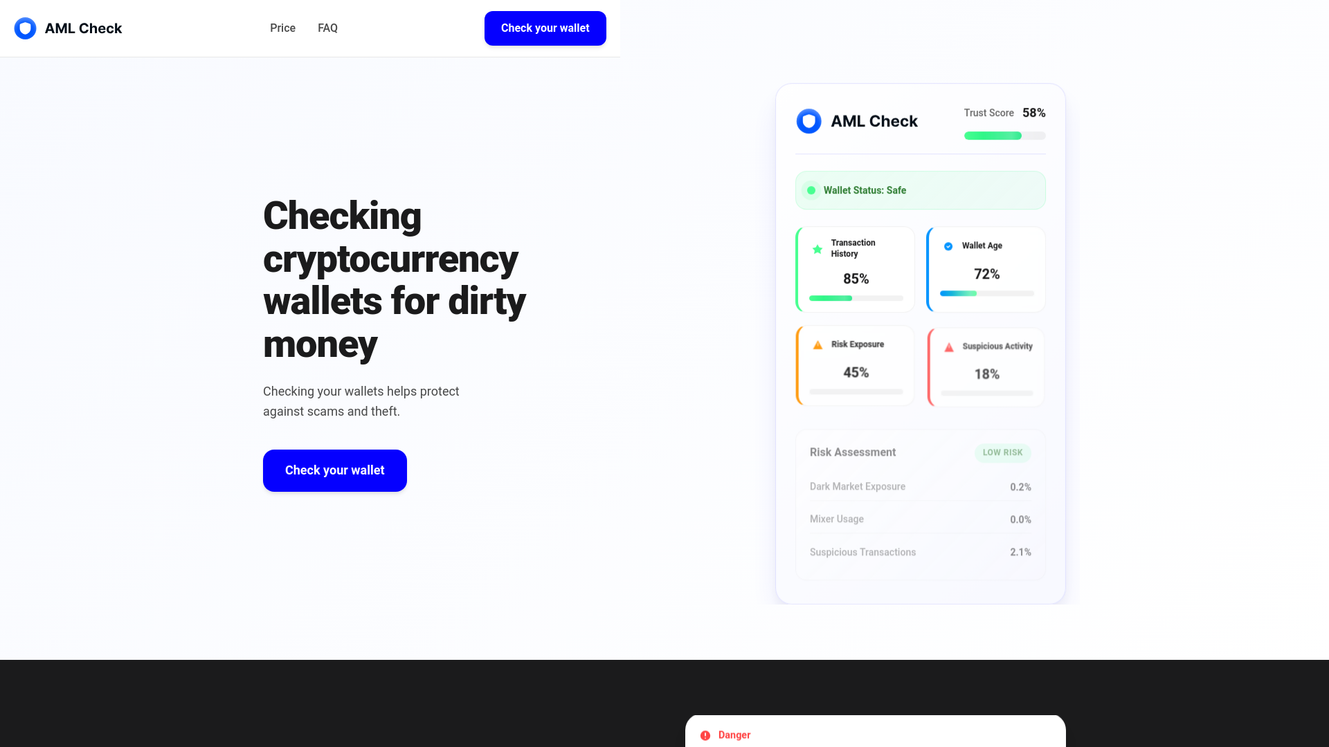 website screenshot of https://amlcheck.bond