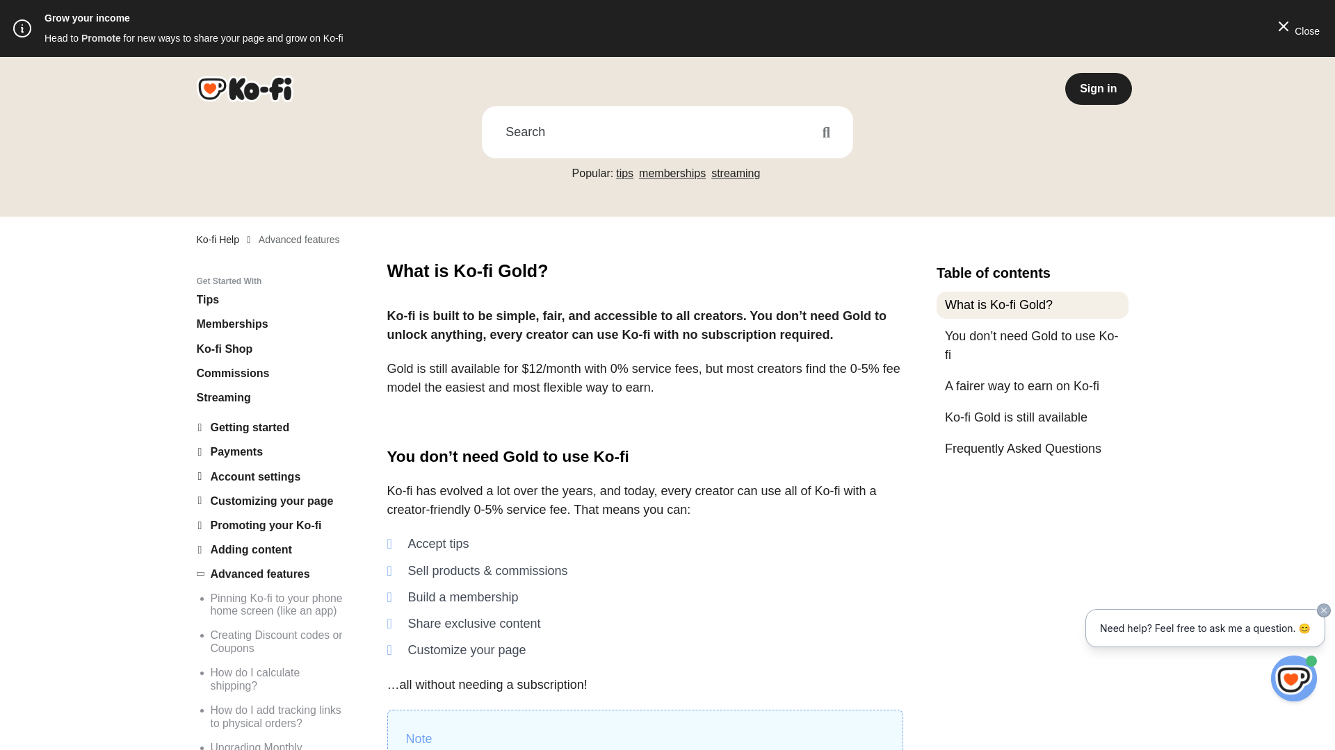 website screenshot of https://help.ko-fi.com/hc/en-us/articles/360005506873-What-is-Ko-fi-Gold