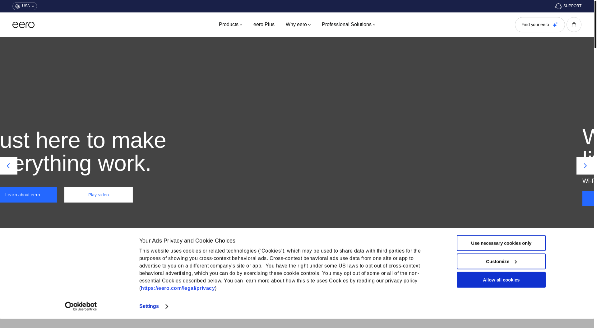 website screenshot of https://eero.com/