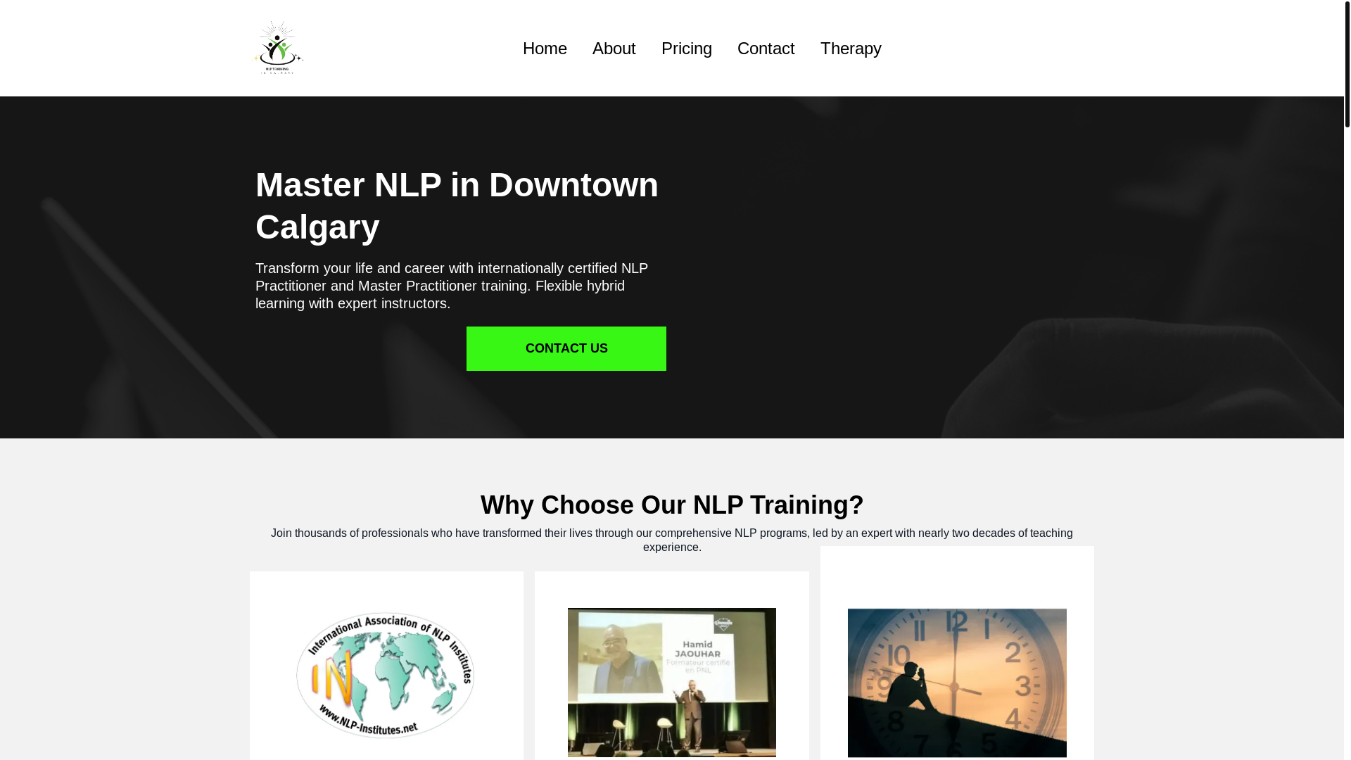 website screenshot of https://calgarynlptraining.ca/