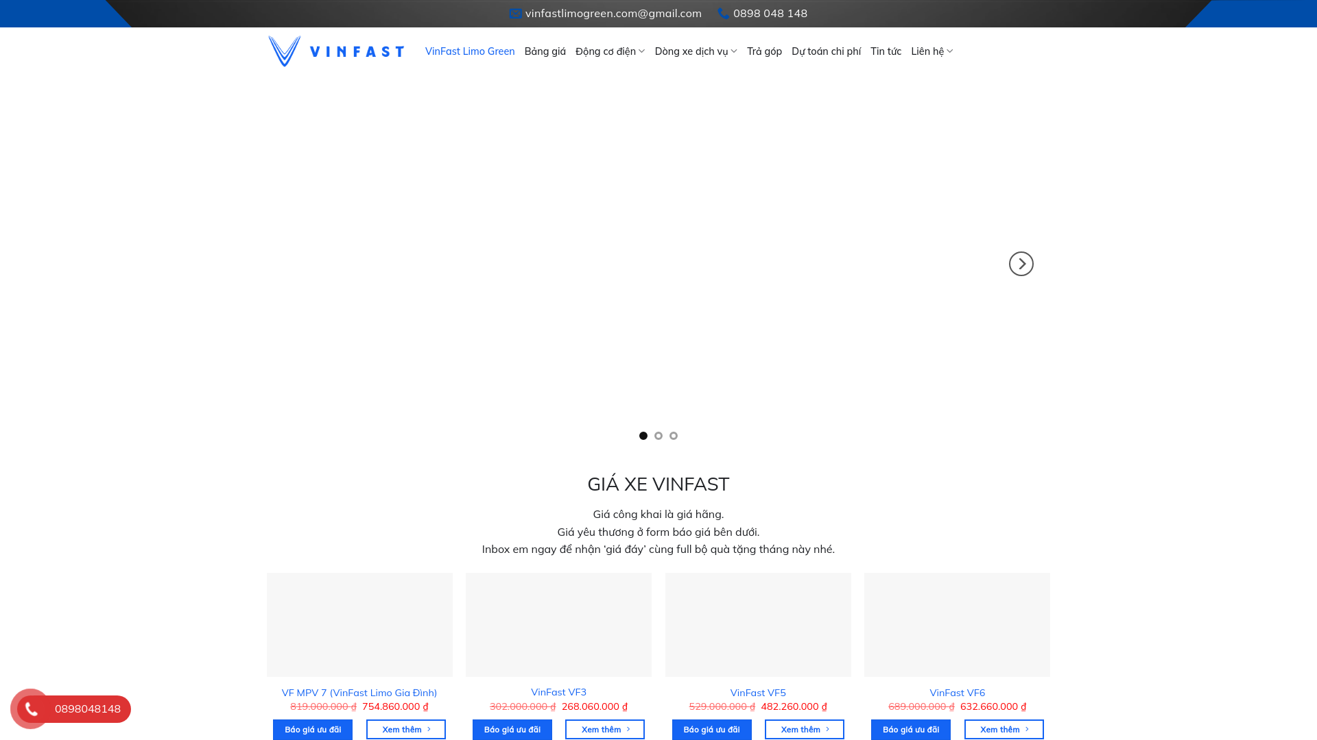 website screenshot of https://vinfastlimogreen.com/