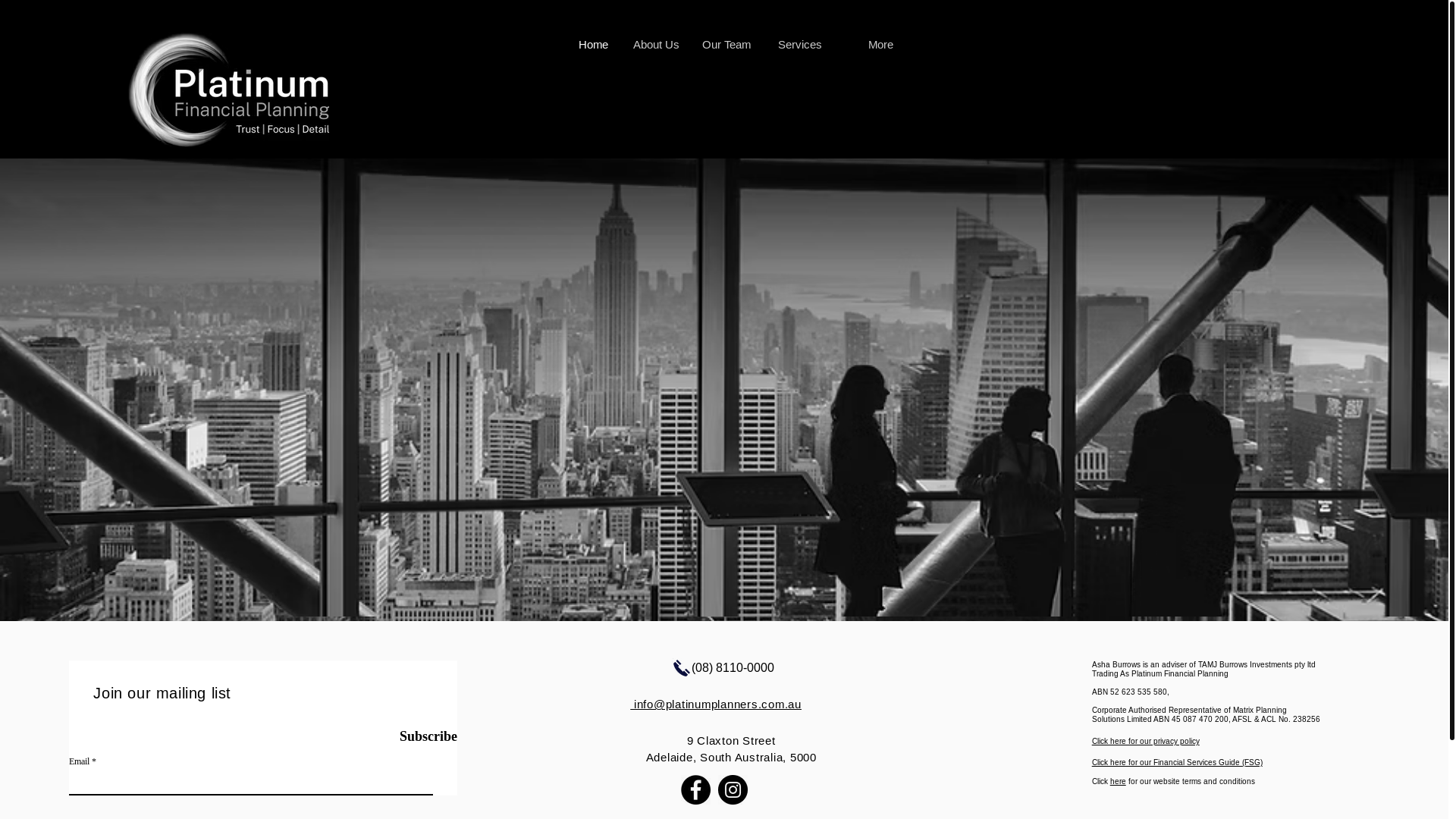 website screenshot of https://platinumfinancialplanning.com.au/