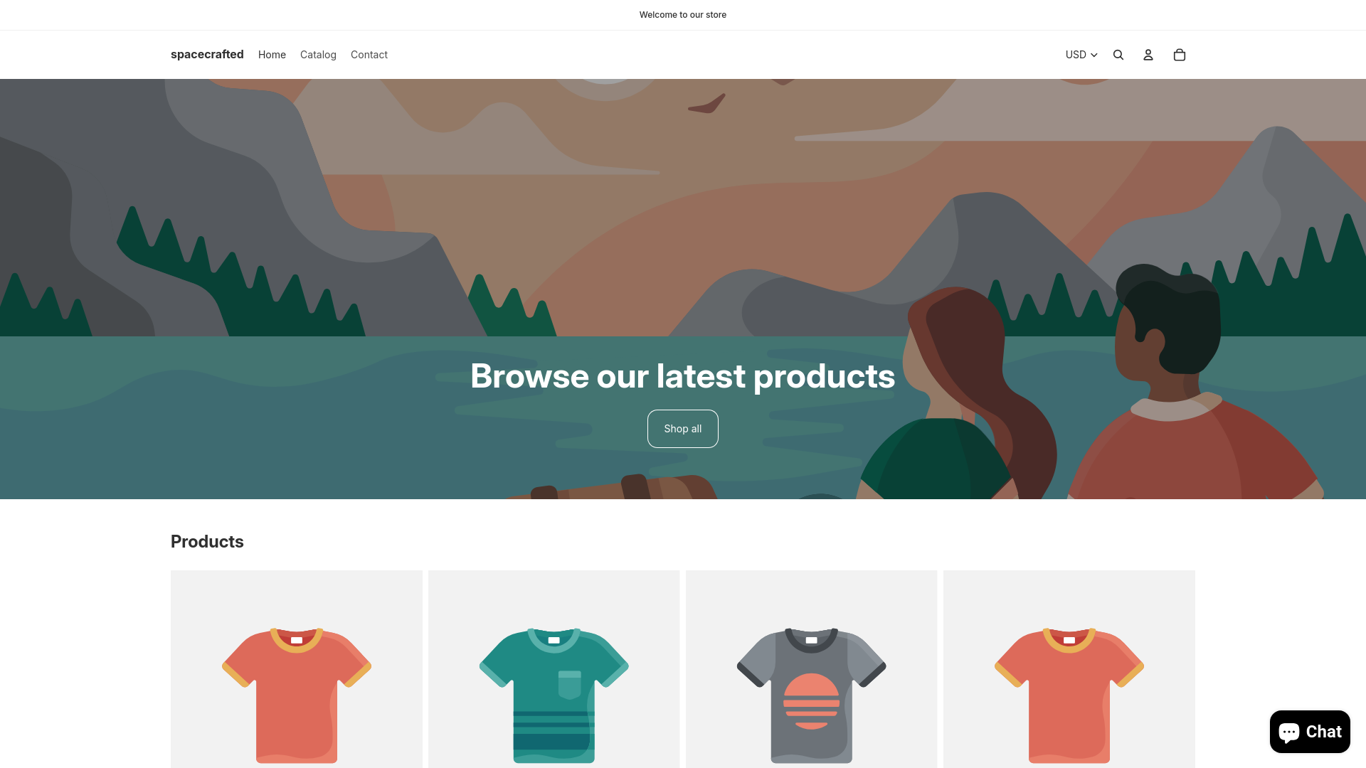 website screenshot of https://spacecrafted.shop/