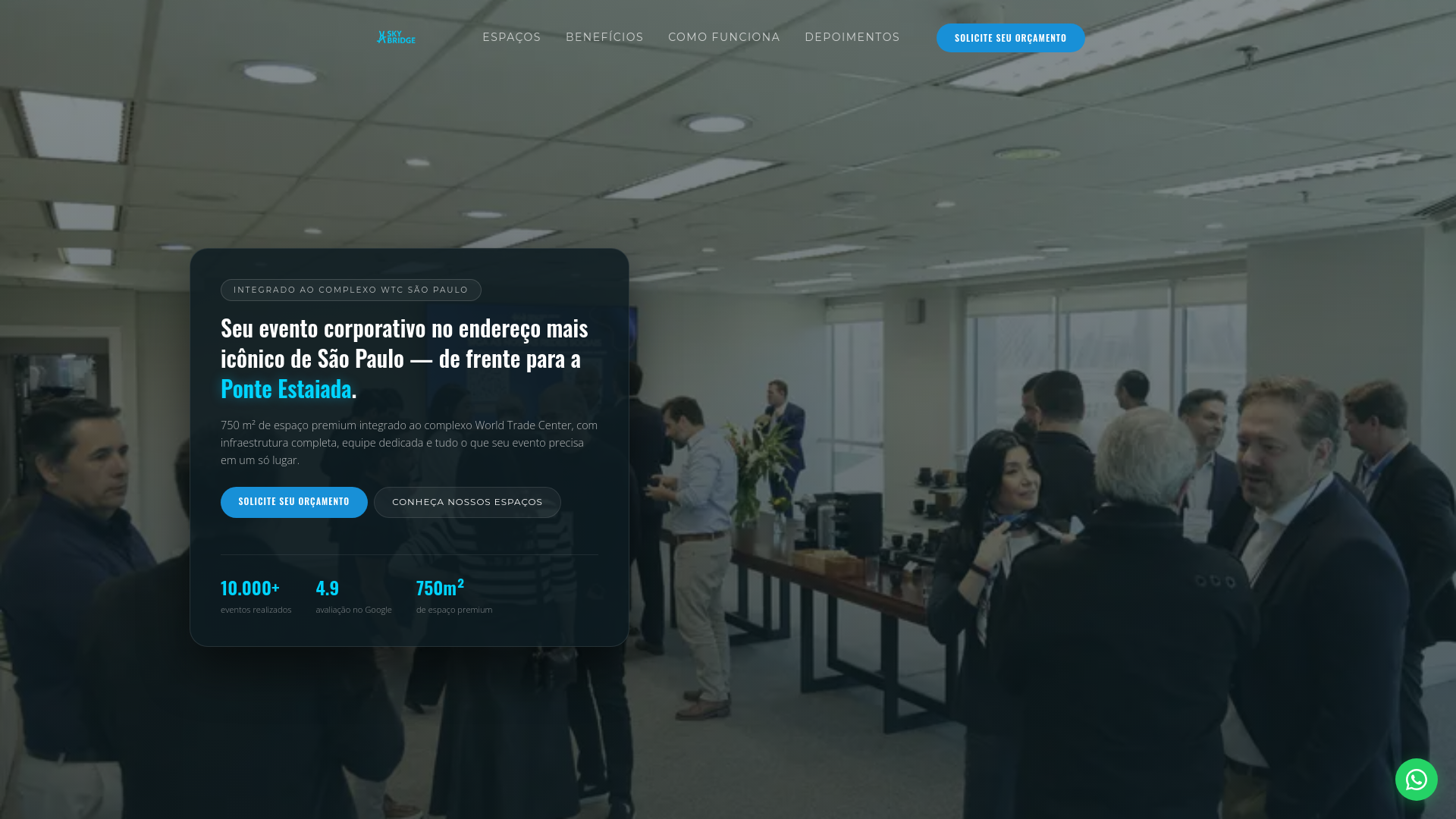 website screenshot of https://wtcskybridge.com.br