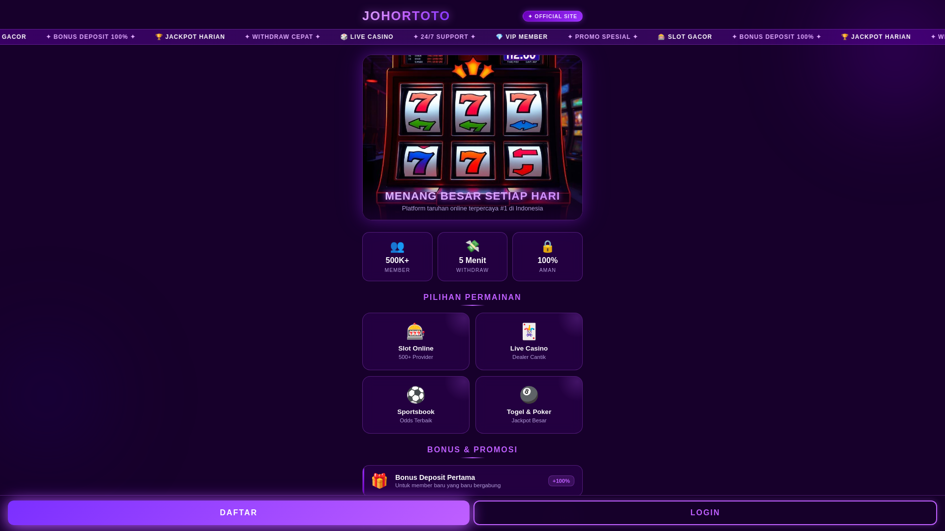 website screenshot of https://johortoto-login.pages.dev/