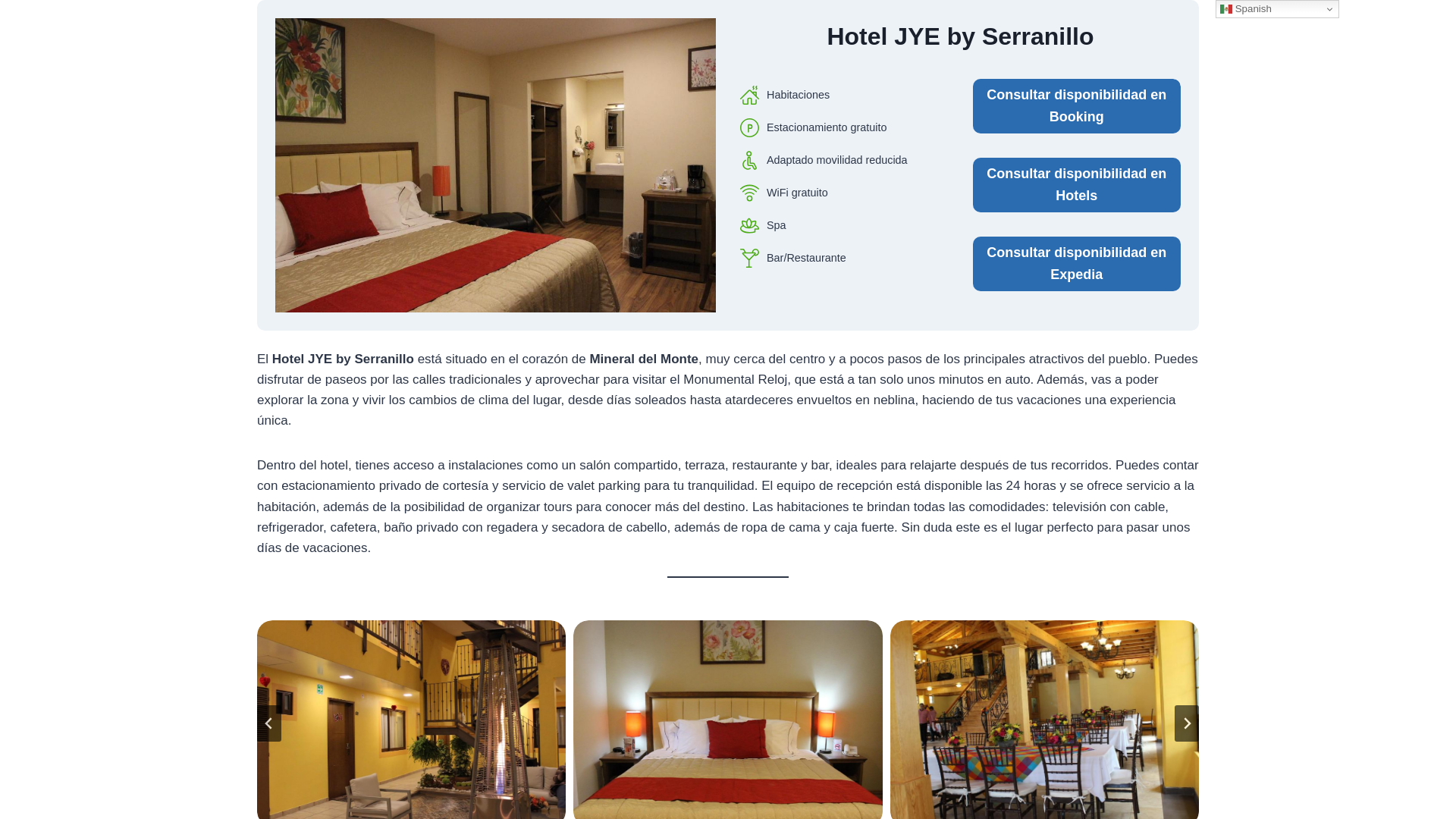 website screenshot of https://hoteljyeelserranillo.top