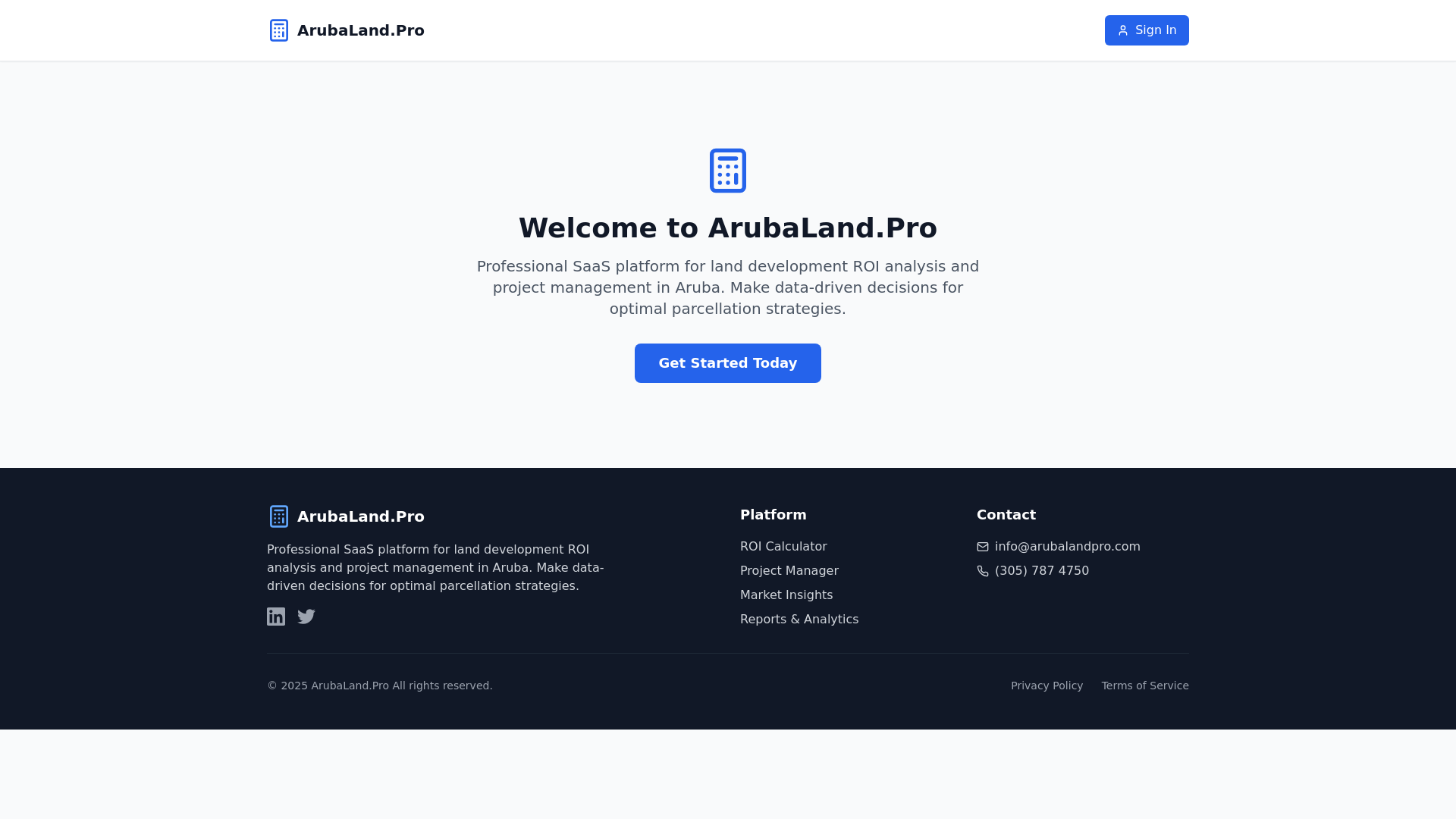 website screenshot of https://arubaland.pro/