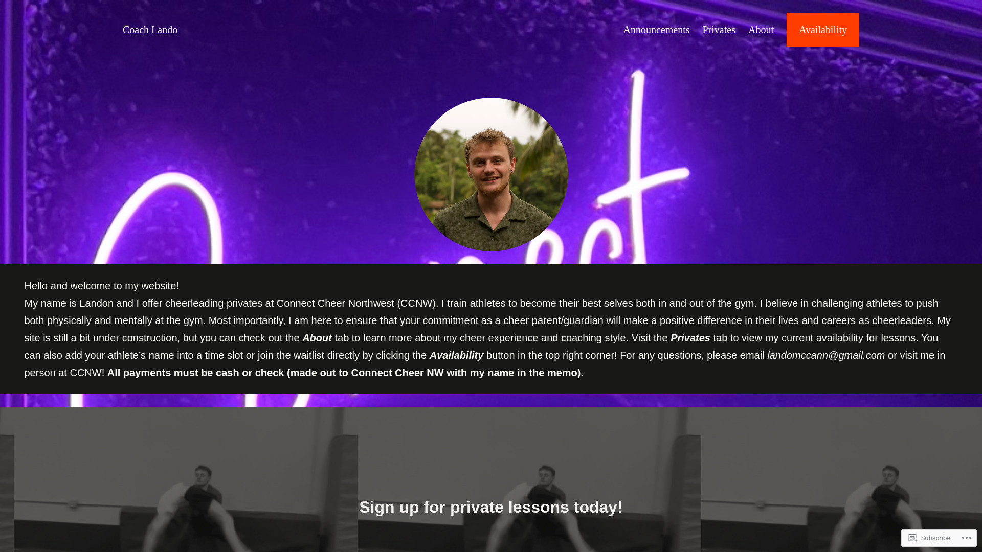 website screenshot of https://landocoach.com/