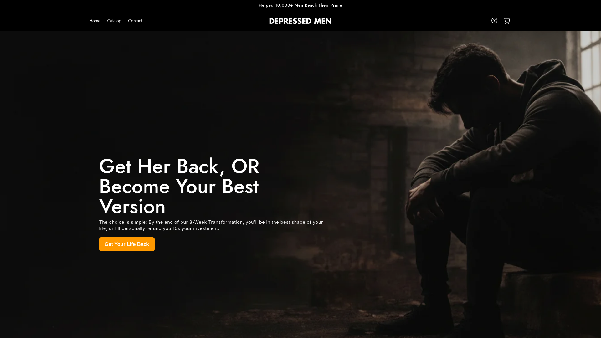 website screenshot of https://depressedmen.shop