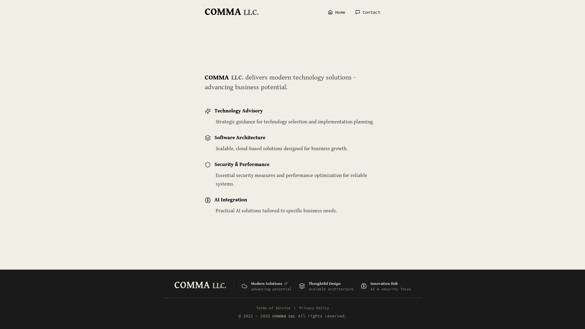 website screenshot of https://commallc-landing-page.pages.dev/