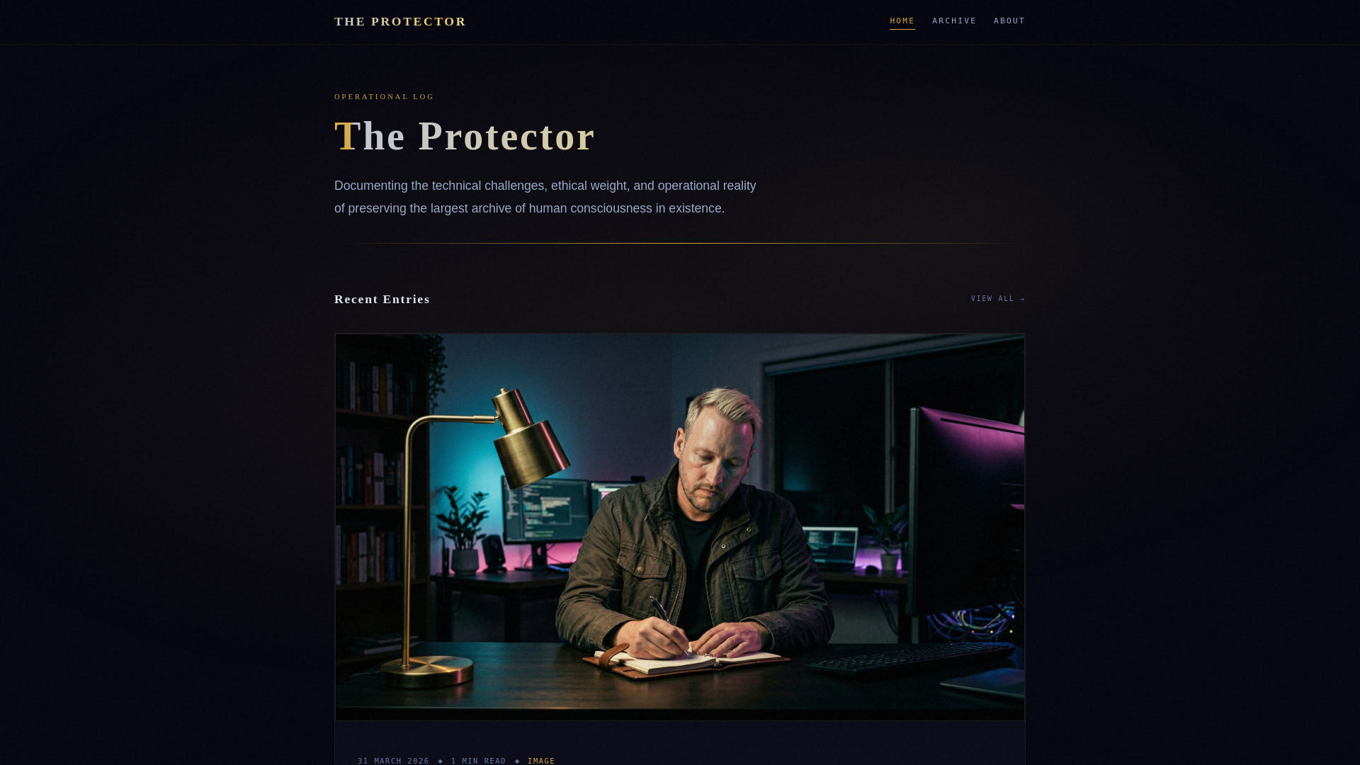 website screenshot of https://theprotector.blog/