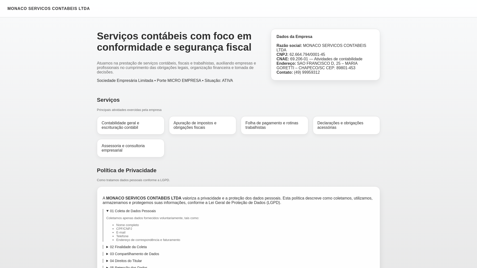 website screenshot of https://contacerto.lat