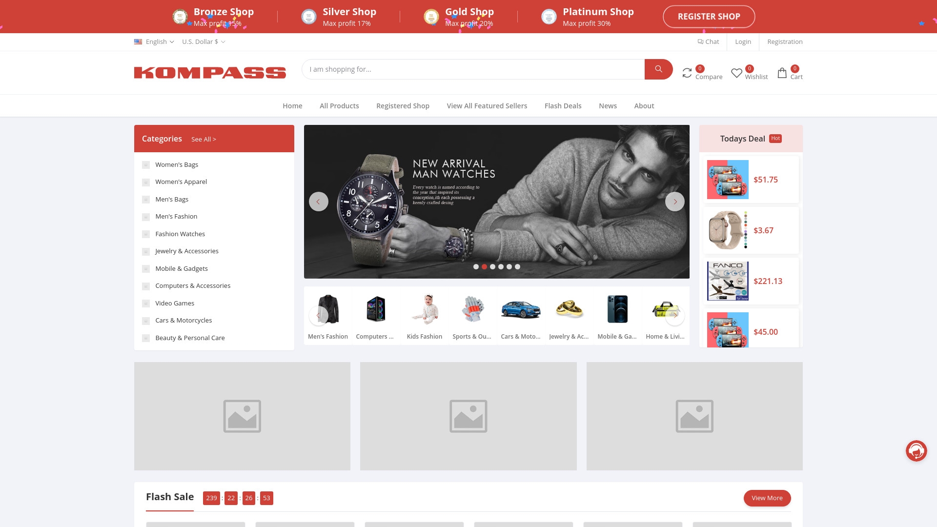 website screenshot of https://kompassseller.sbs/