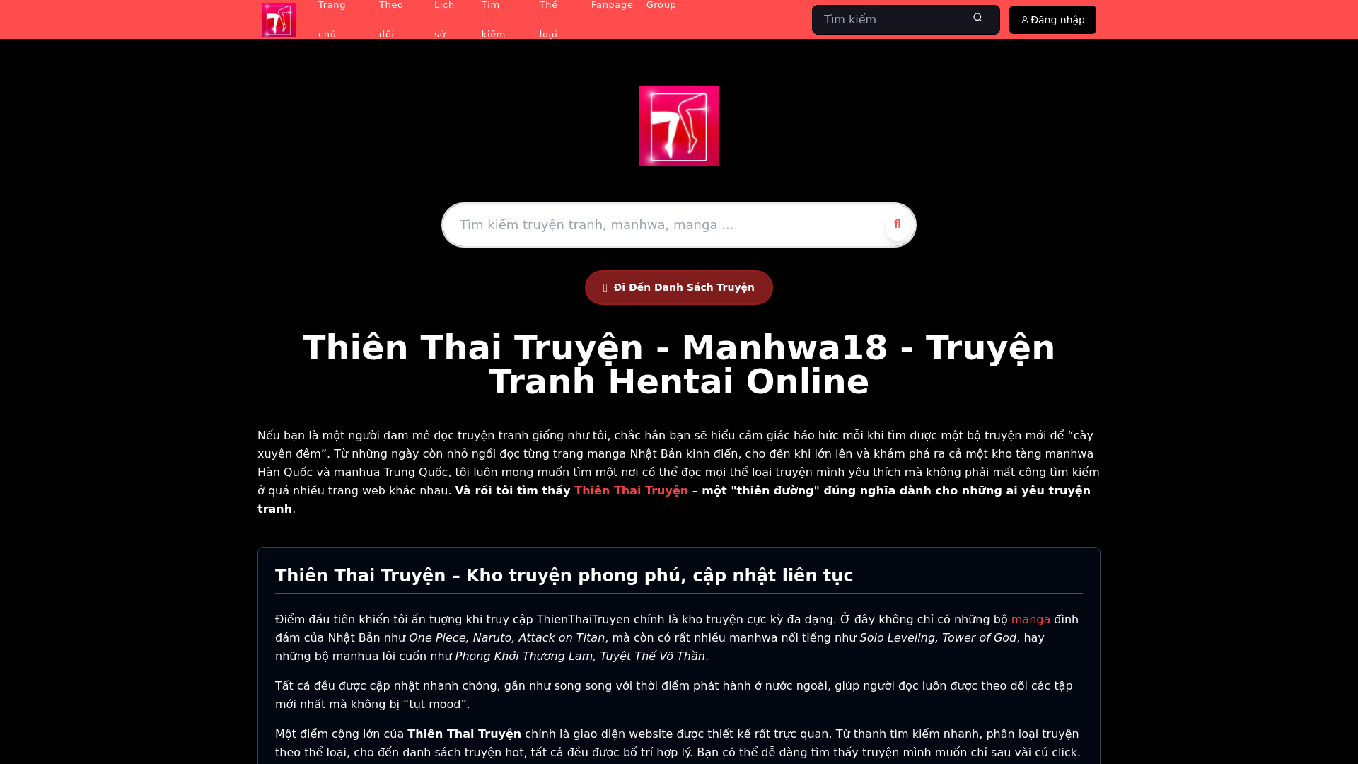 website screenshot of https://thienthaitruyen5.com/