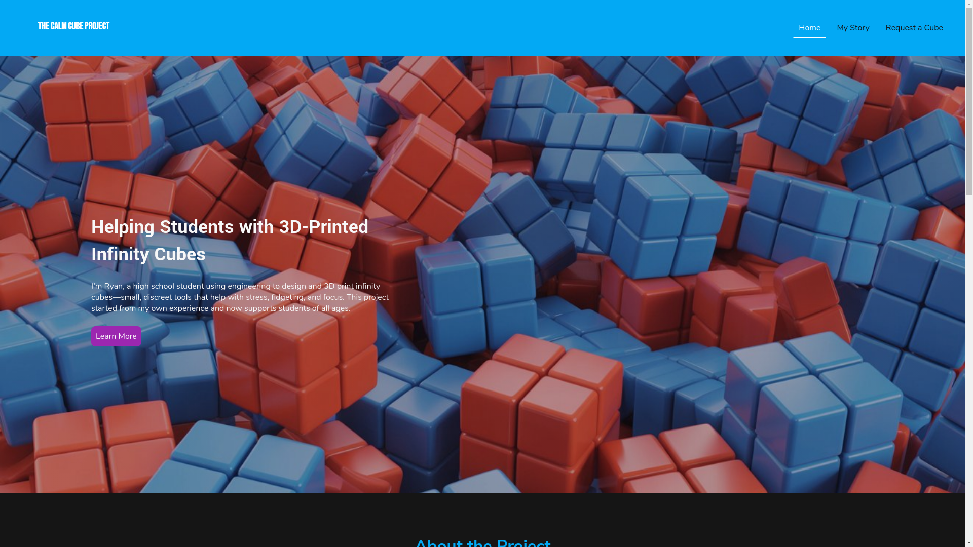 website screenshot of https://calmcubeproject.com/