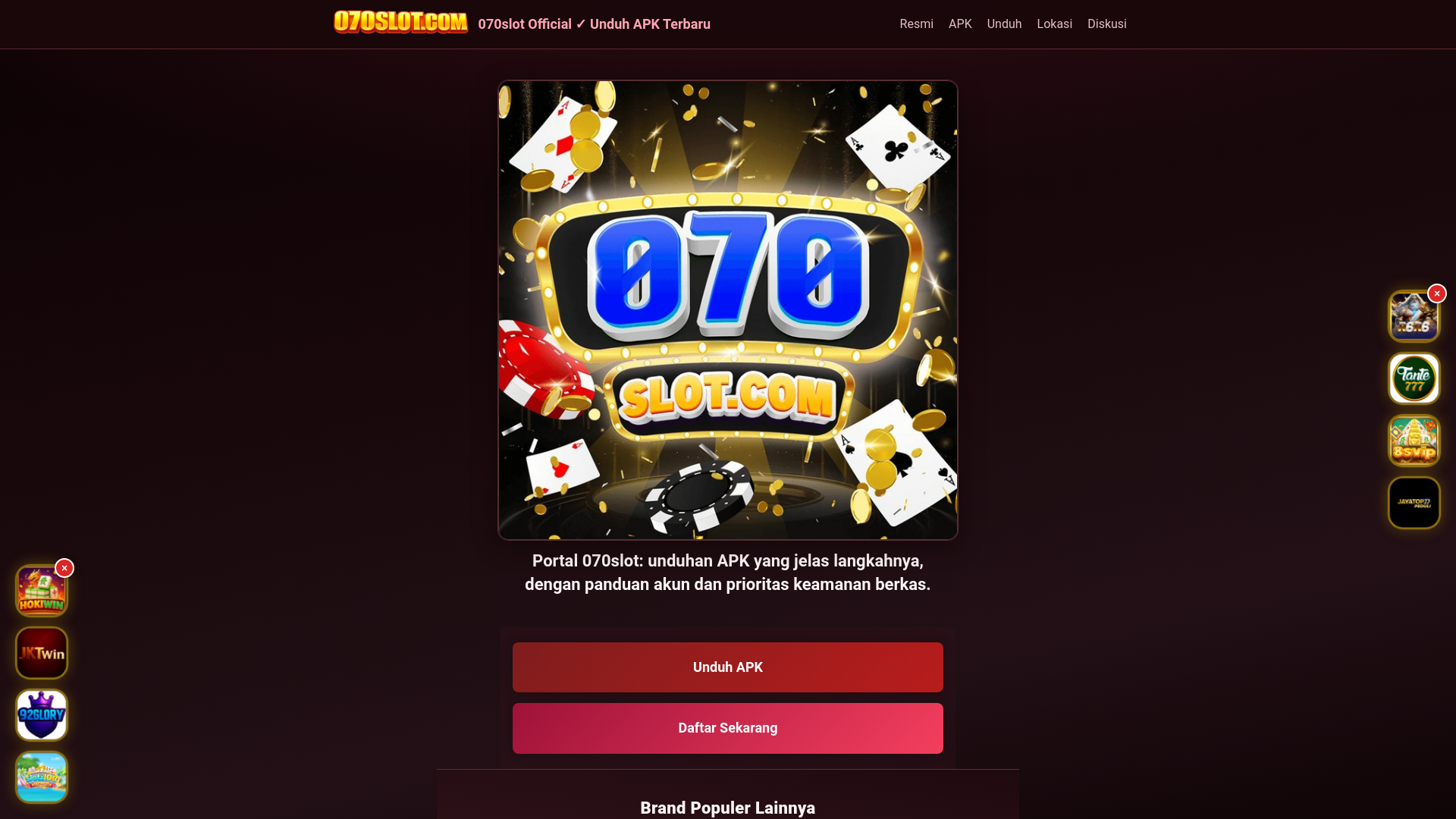 website screenshot of https://070slot.xyz/