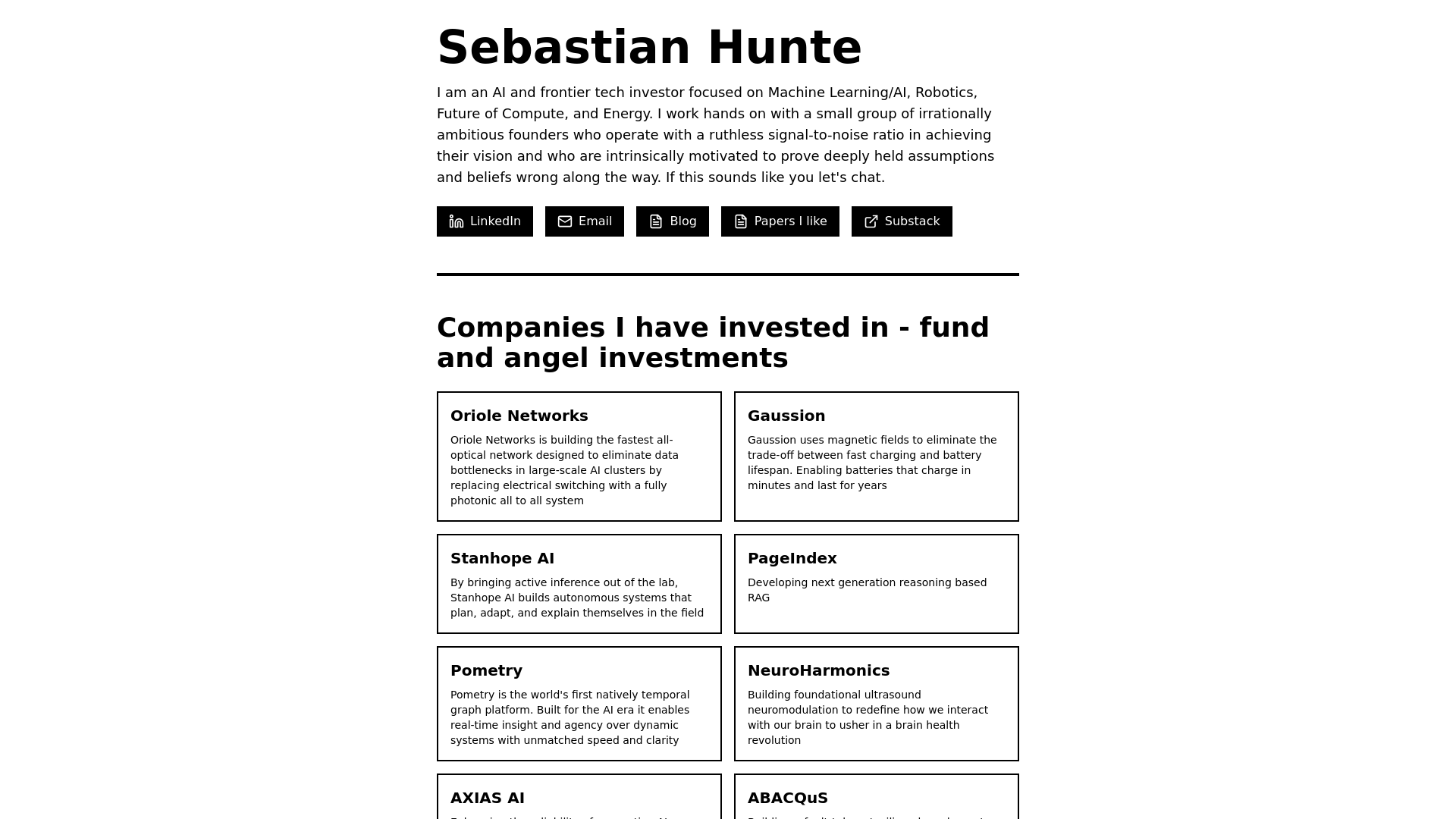 website screenshot of https://sebastianhunte.com/