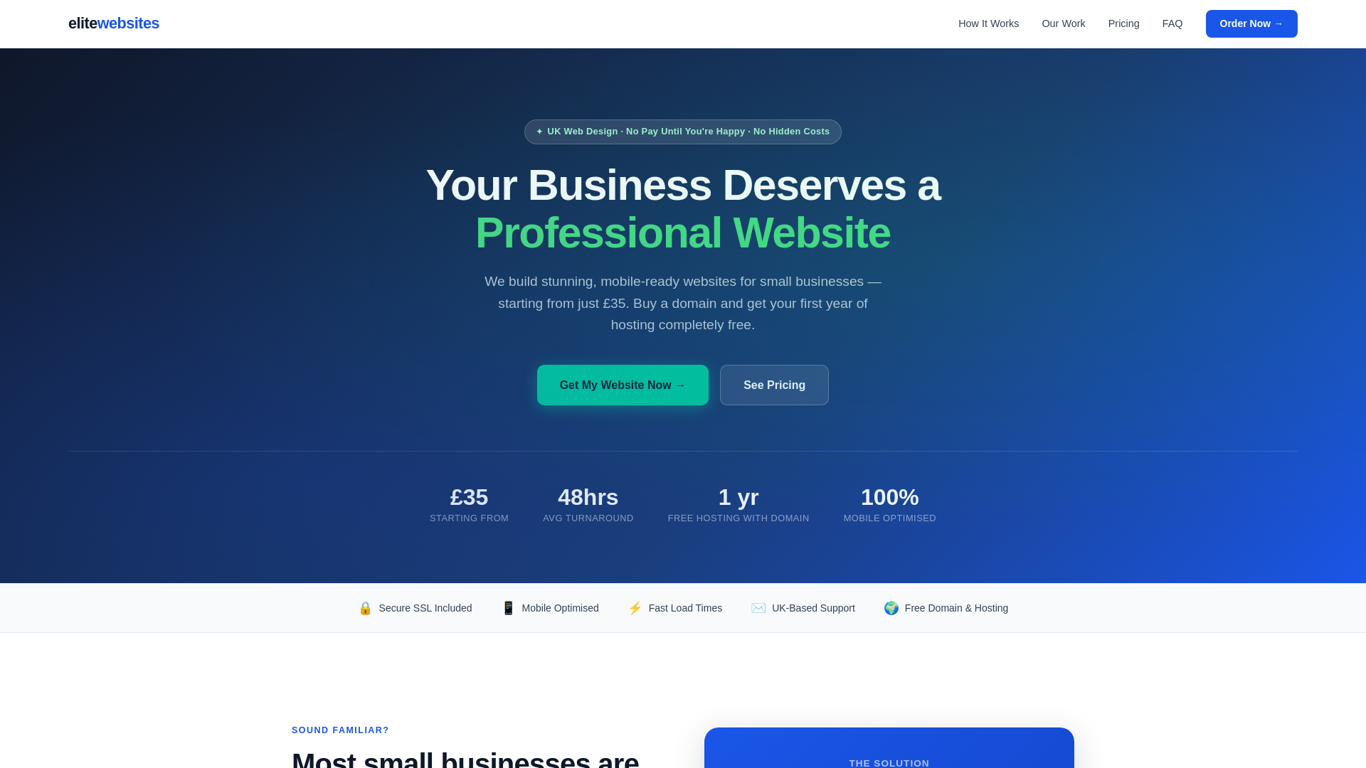 website screenshot of https://elitewebsites.store/