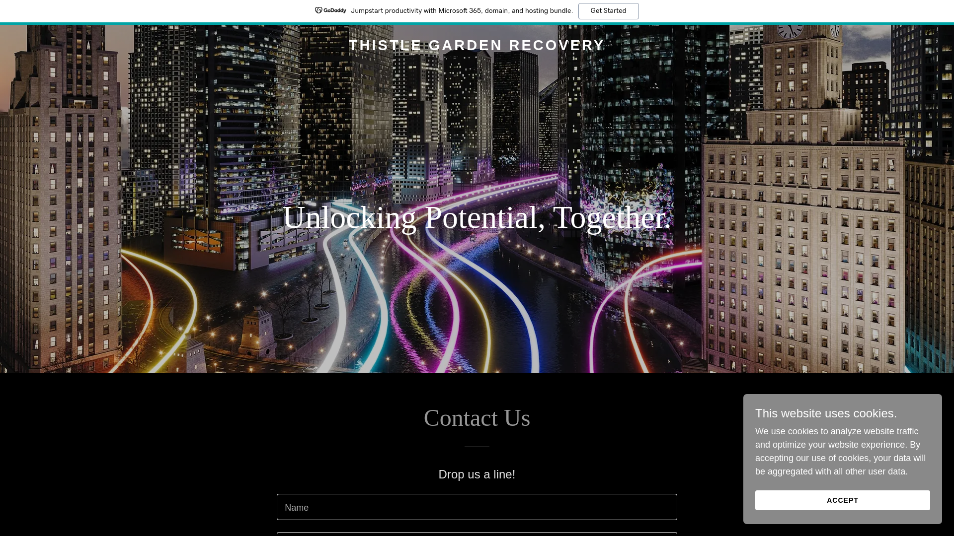 website screenshot of https://thistlegardenrecovery.com/