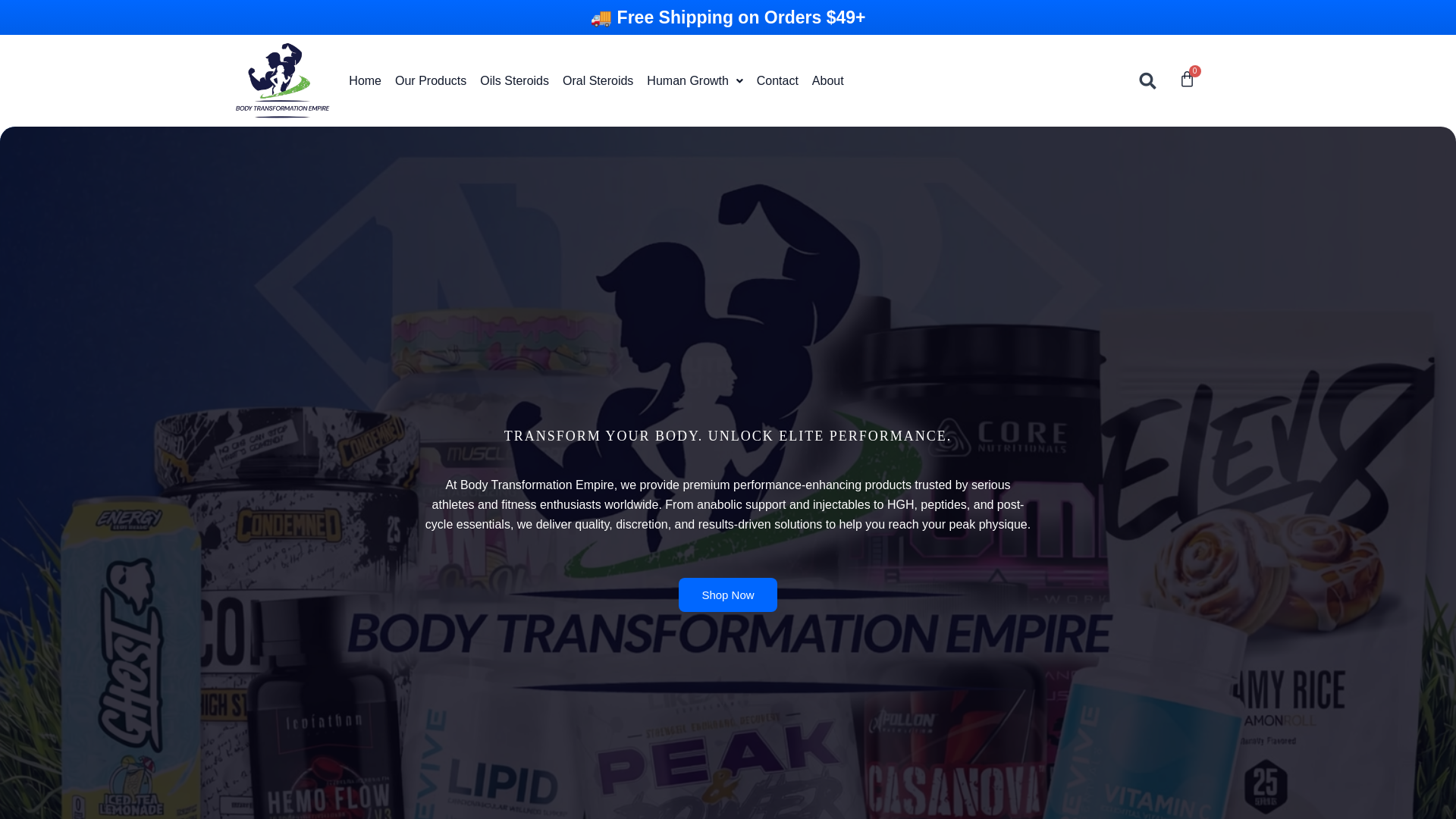 website screenshot of https://bodytransformationempire.com/